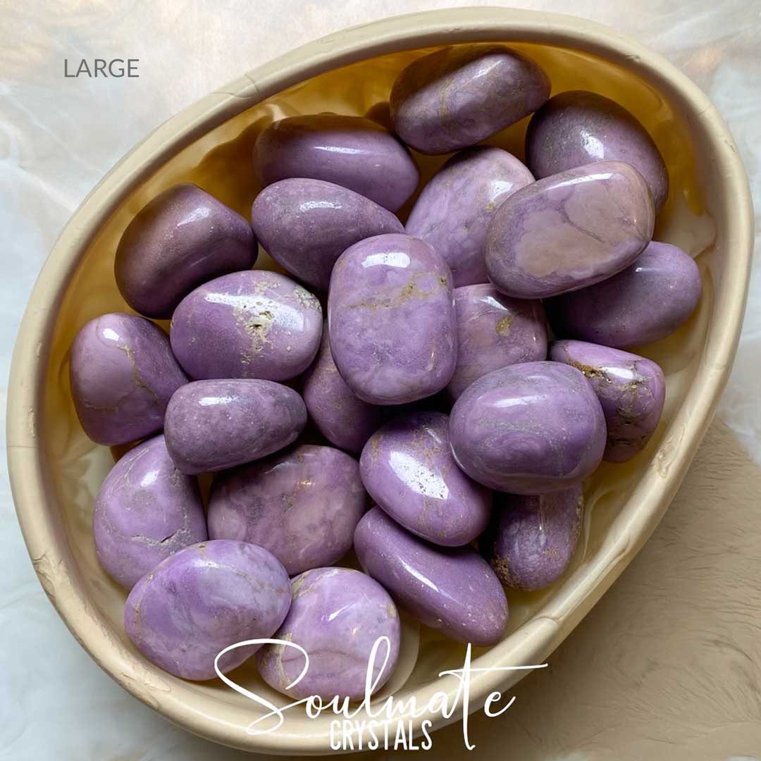 Soulmate Crystals Phosphosiderite Rare Tumbled Stone, Lilac Purple Crystal for Self-Love, Insight, Empowerment, Spiritual Development, Orchid Stone.