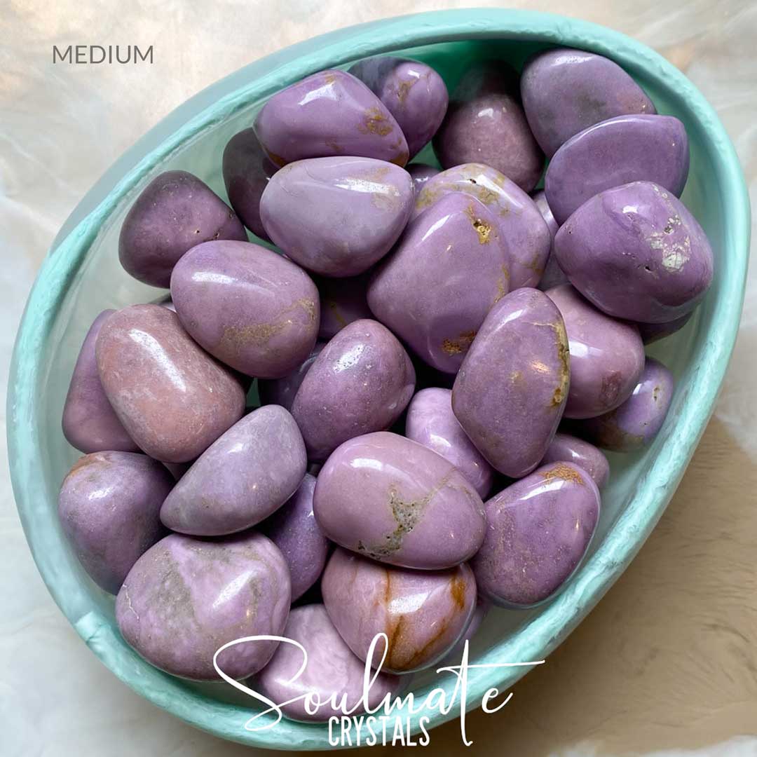 Soulmate Crystals Phosphosiderite Rare Tumbled Stone, Lilac Purple Crystal for Self-Love, Insight, Empowerment, Spiritual Development, Orchid Stone.