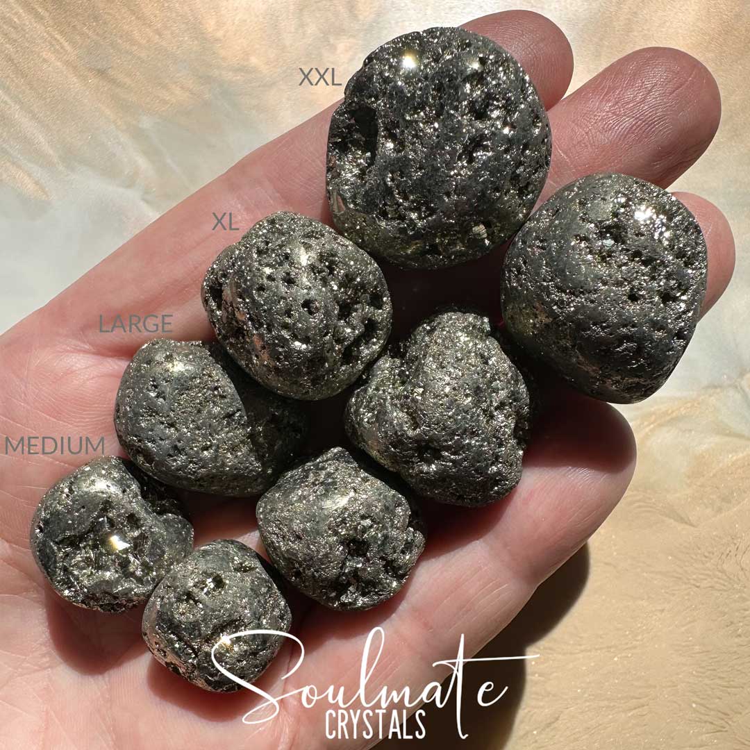 Soulmate Crystals Pyrite Tumbled Stone, Golden Metallic Stone for Wealth, Manifestation.