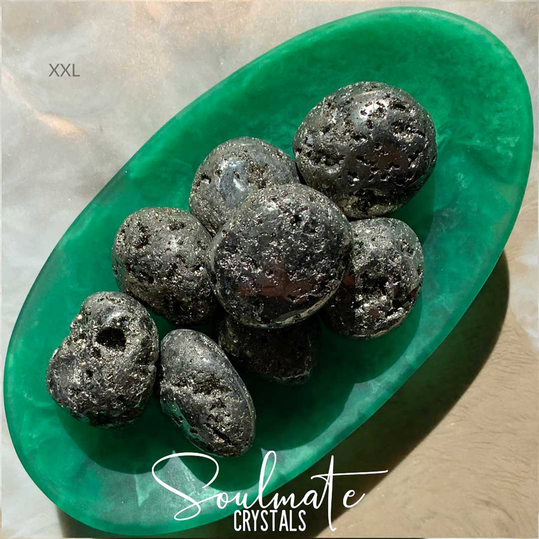 Soulmate Crystals Pyrite Tumbled Stone, Golden Metallic Stone for Wealth, Manifestation.
