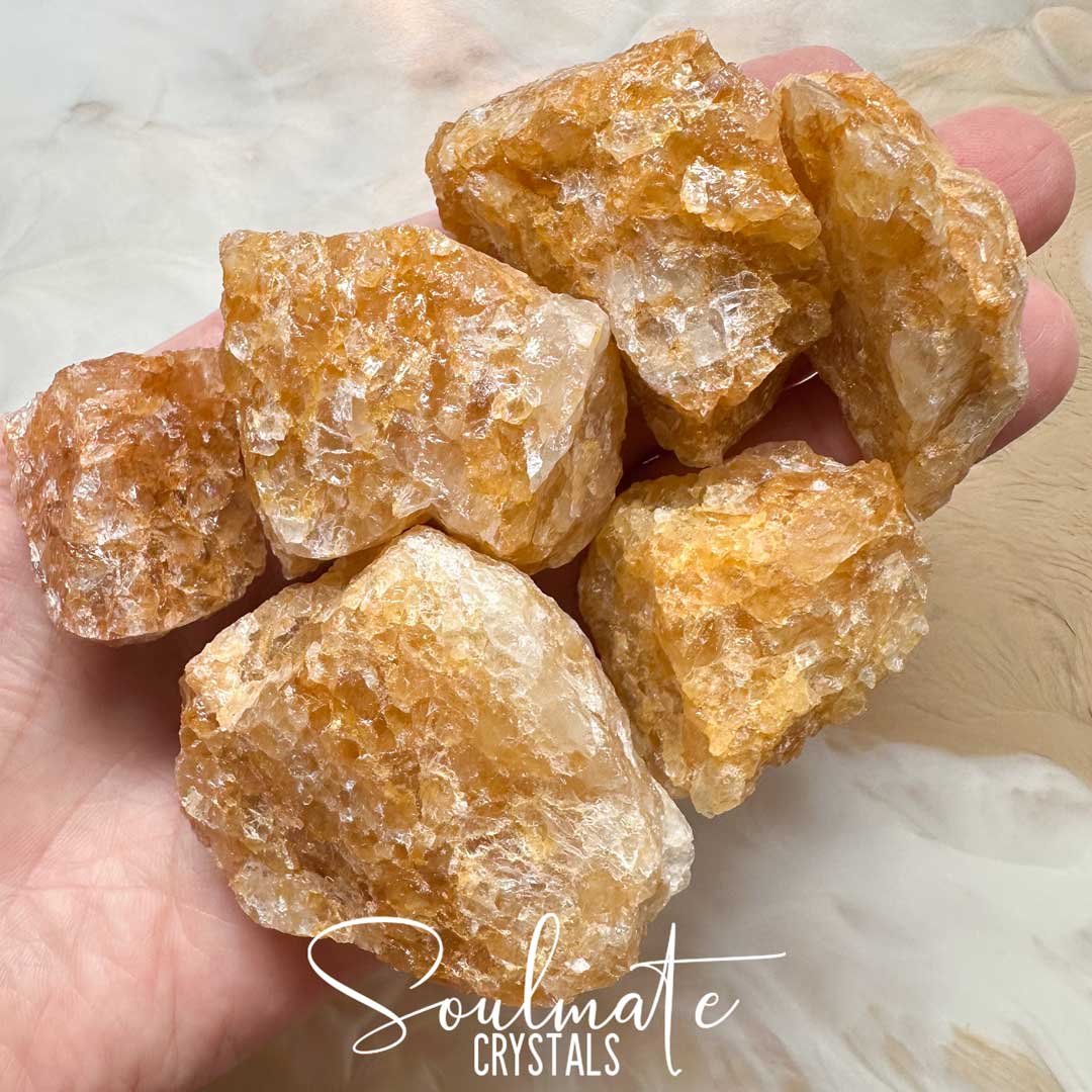 Soulmate Crystals Quartz Golden Healer Raw Natural Stone, Golden Yellow Crystal for Self-Expansion, Harmony.