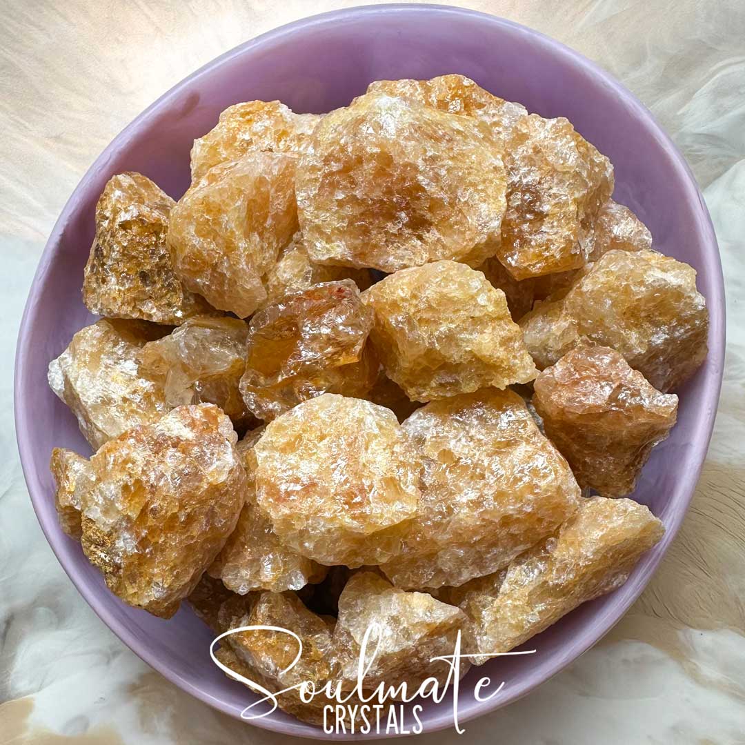 Soulmate Crystals Quartz Golden Healer Raw Natural Stone, Golden Yellow Crystal for Self-Expansion, Harmony.