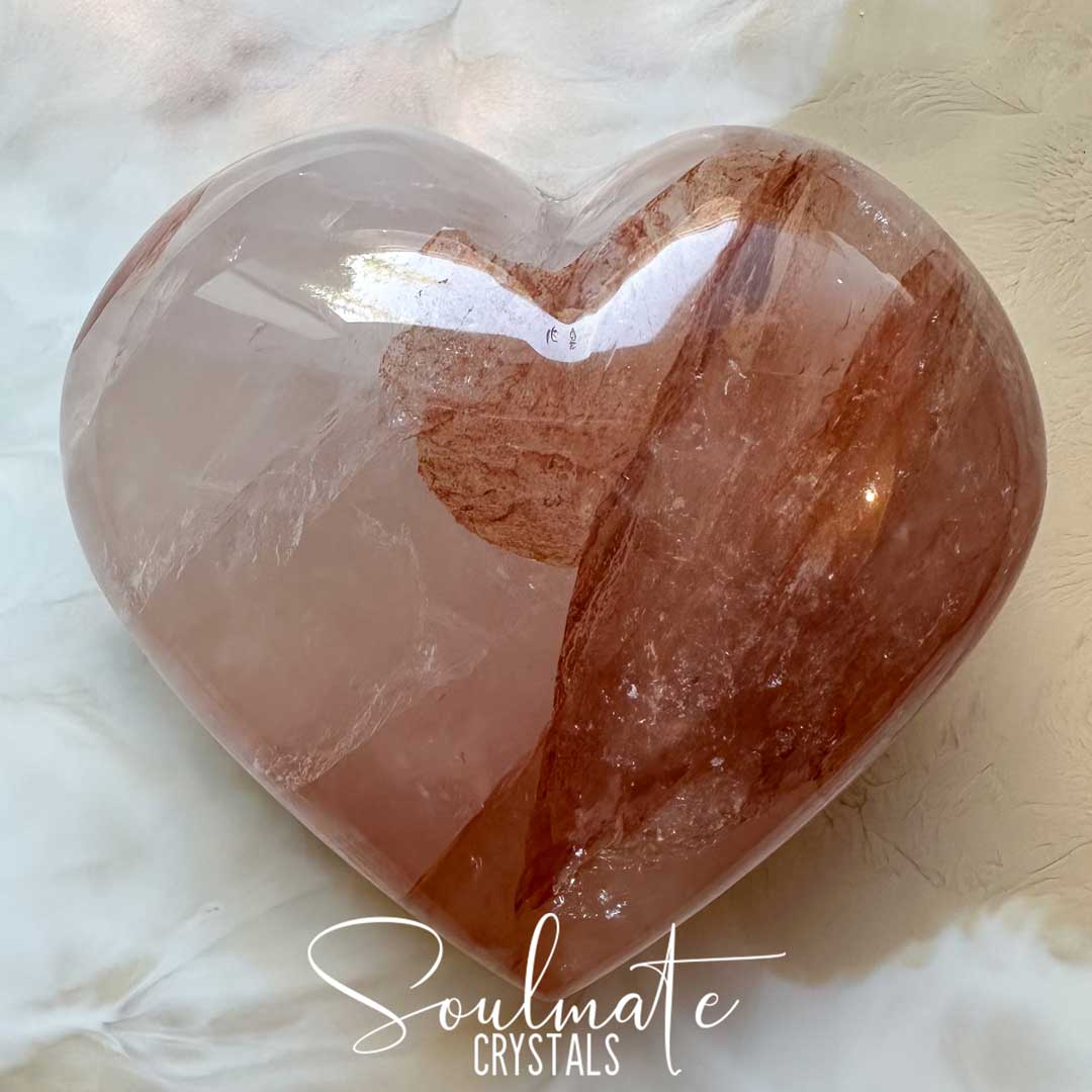 Soulmate Crystals Red Hematoid Quartz Polished Crystal Heart, Red Hematoid included Quartz crystal for Clarity, Emotional Stability, Spiritual Development