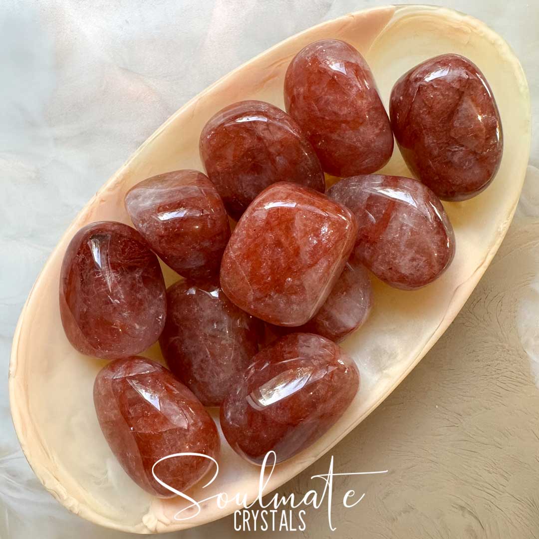 RED HEMATOID QUARTZ TUMBLED STONE LARGE GRADE AA Soulmate Crystals