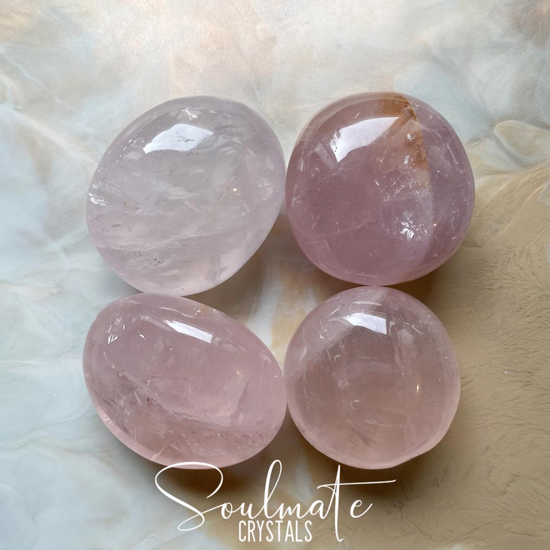 Soulmate Crystals Rose Quartz Pink Polished Crystal Heart, Pink Crystal for Self-Love and Love