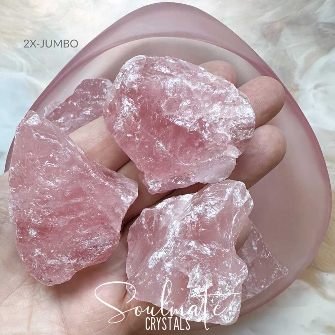 Soulmate Crystals Rose Quartz Raw Natural Stone, Unpolished, Rough Rock, Pink Crystal for Self-Love, Forgiveness, Unconditional Love.