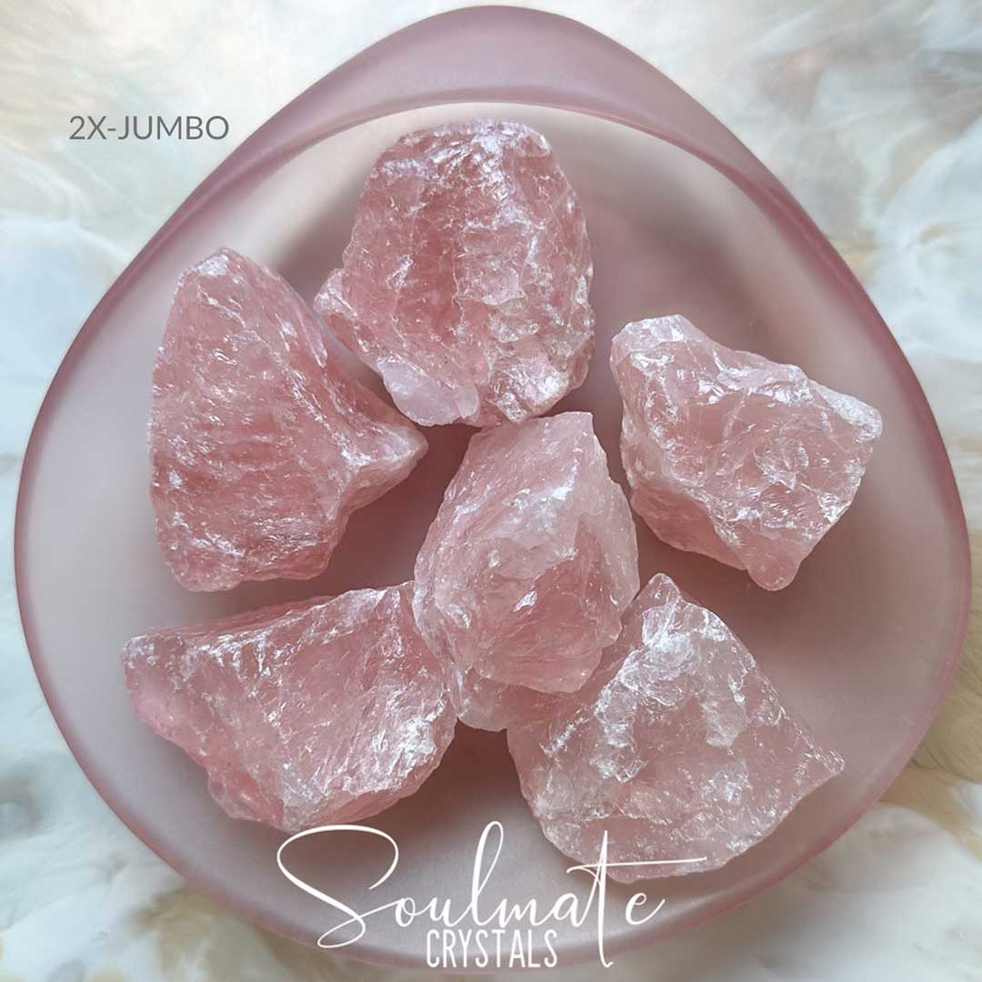 Soulmate Crystals Rose Quartz Raw Natural Stone, Unpolished, Rough Rock, Pink Crystal for Self-Love, Forgiveness, Unconditional Love.