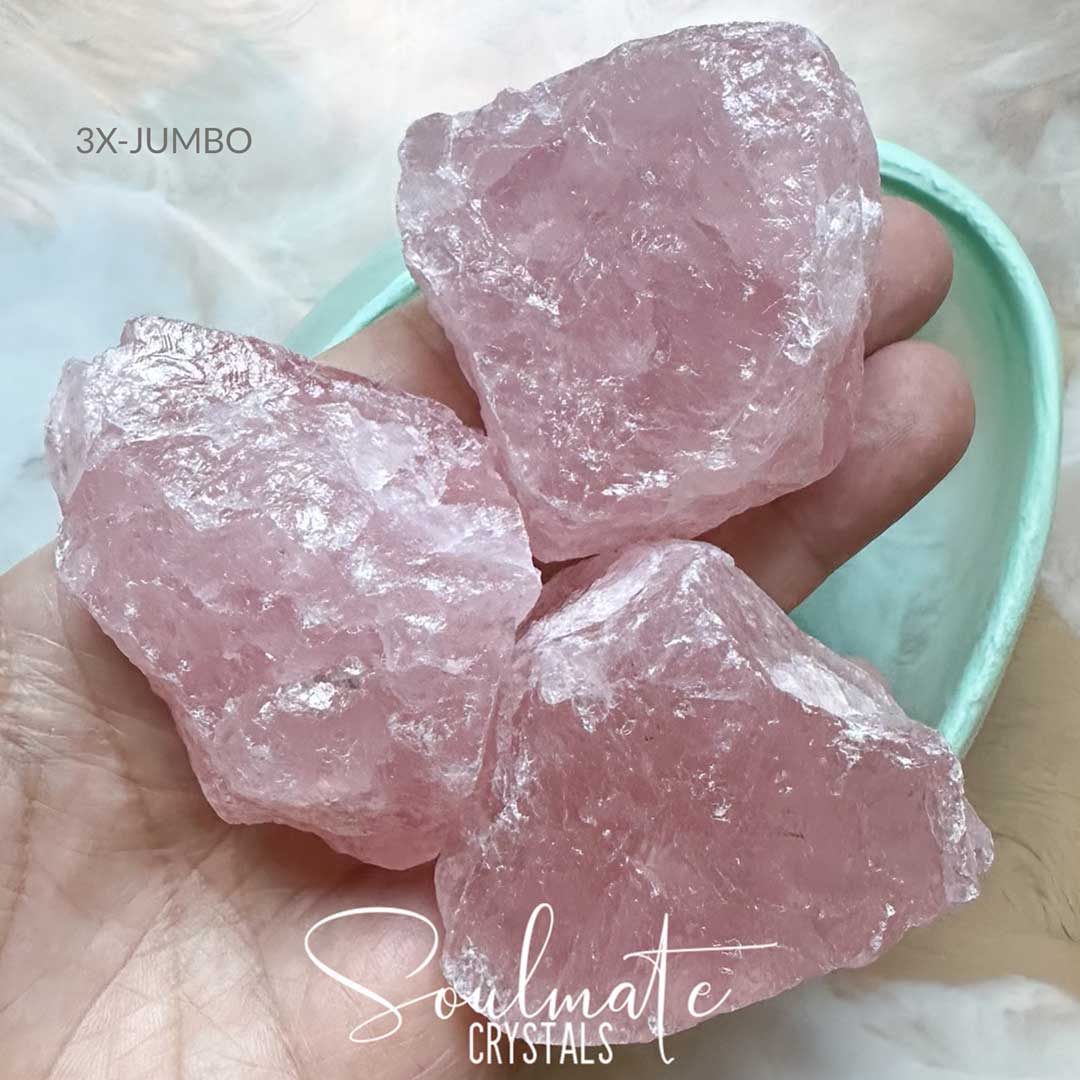 Soulmate Crystals Rose Quartz Raw Natural Stone, Unpolished, Rough Rock, Pink Crystal for Self-Love, Forgiveness, Unconditional Love.