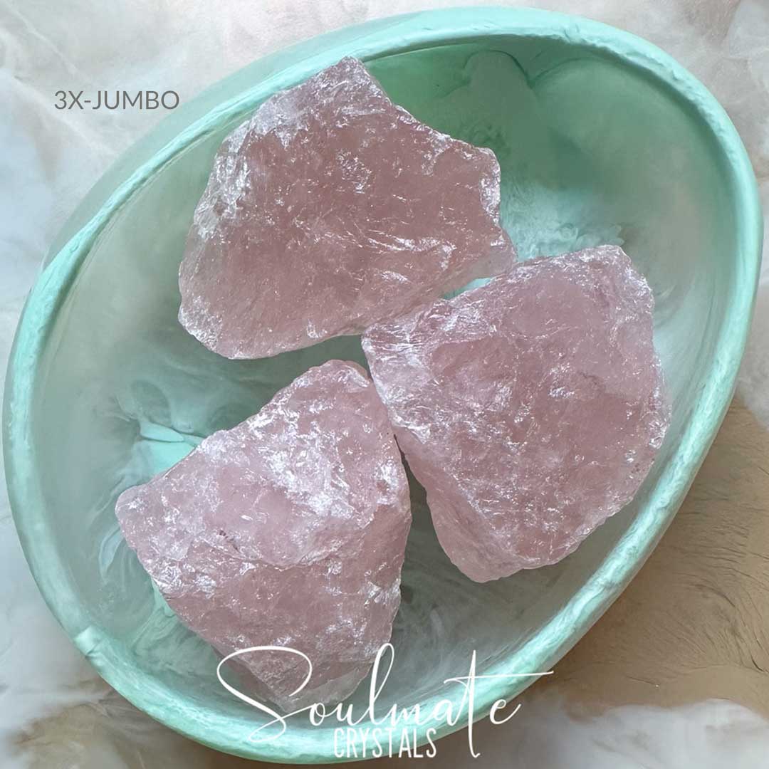 Soulmate Crystals Rose Quartz Raw Natural Stone, Unpolished, Rough Rock, Pink Crystal for Self-Love, Forgiveness, Unconditional Love.