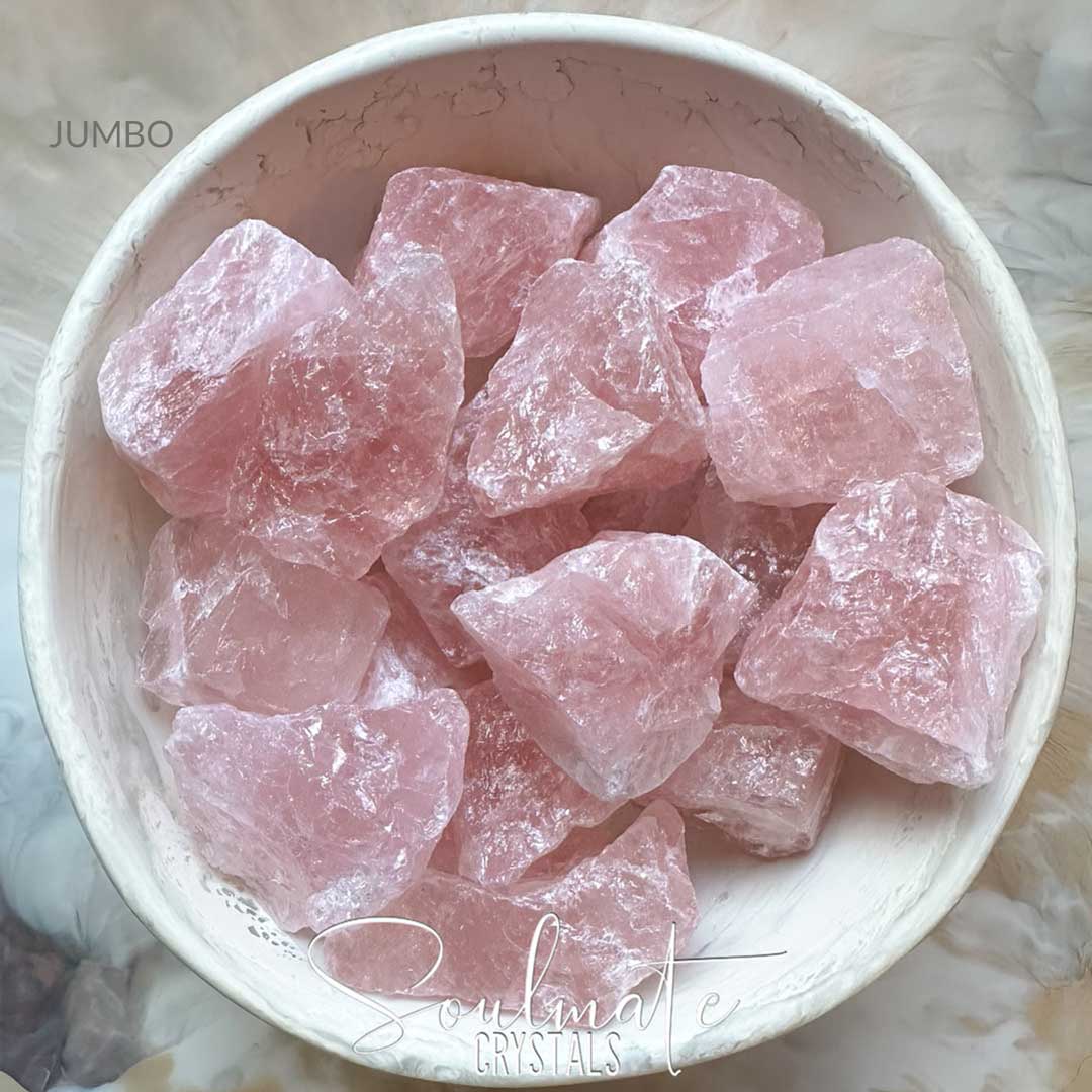 Soulmate Crystals Rose Quartz Raw Natural Stone, Unpolished, Rough Rock, Pink Crystal for Self-Love, Forgiveness, Unconditional Love.