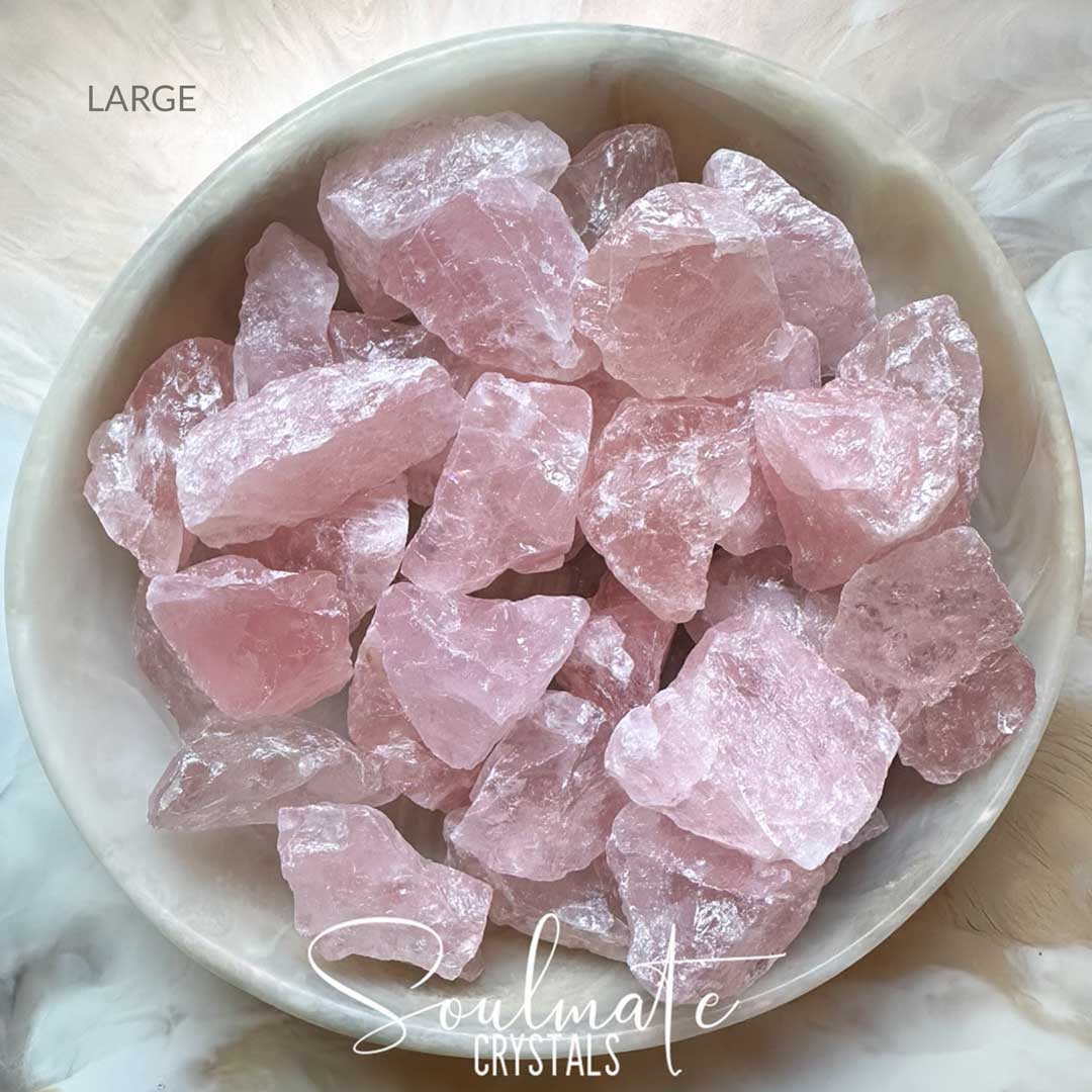 Soulmate Crystals Rose Quartz Raw Natural Stone, Unpolished, Rough Rock, Pink Crystal for Self-Love, Forgiveness, Unconditional Love.