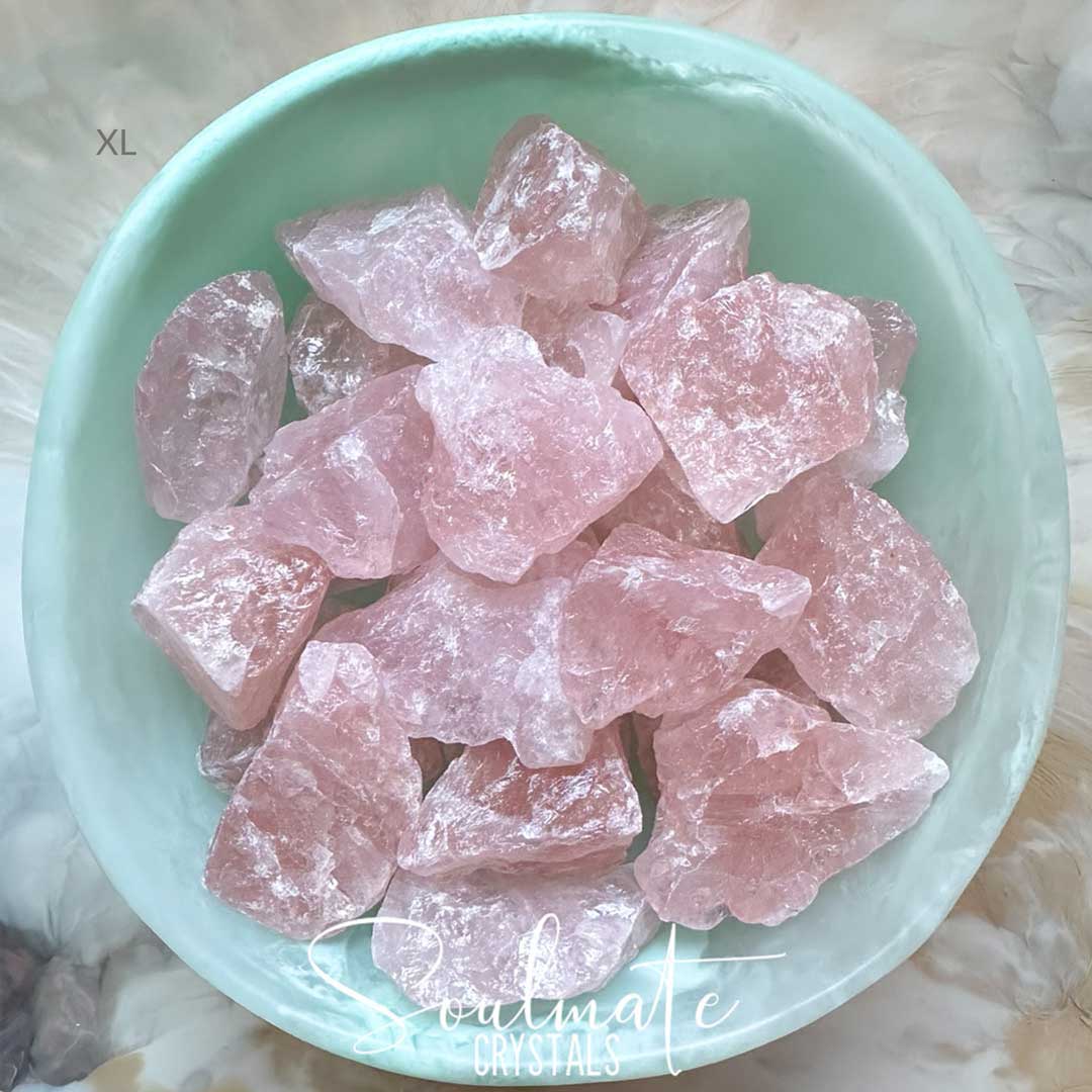 Soulmate Crystals Rose Quartz Raw Natural Stone, Unpolished, Rough Rock, Pink Crystal for Self-Love, Forgiveness, Unconditional Love.