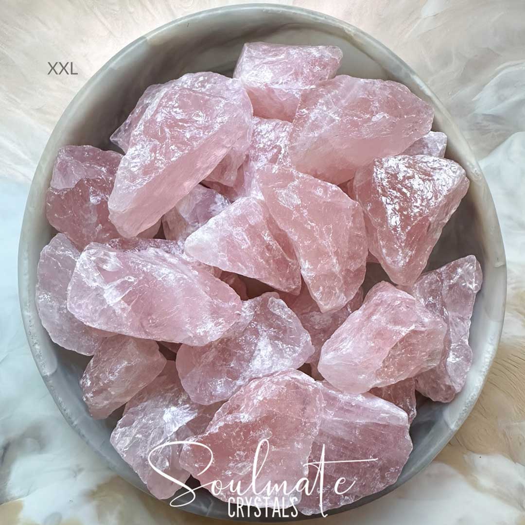 Soulmate Crystals Rose Quartz Raw Natural Stone, Unpolished, Rough Rock, Pink Crystal for Self-Love, Forgiveness, Unconditional Love.