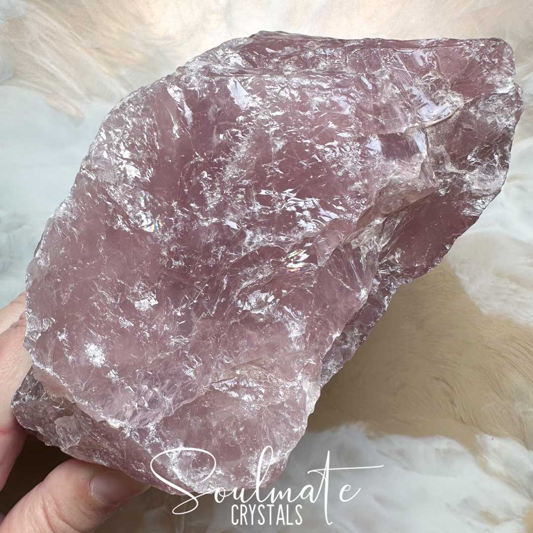 Soulmate Crystals Rose Quartz Raw Natural Stone, Unpolished, Rough Rock, Pink Crystal for Self-Love, Forgiveness, Unconditional Love.