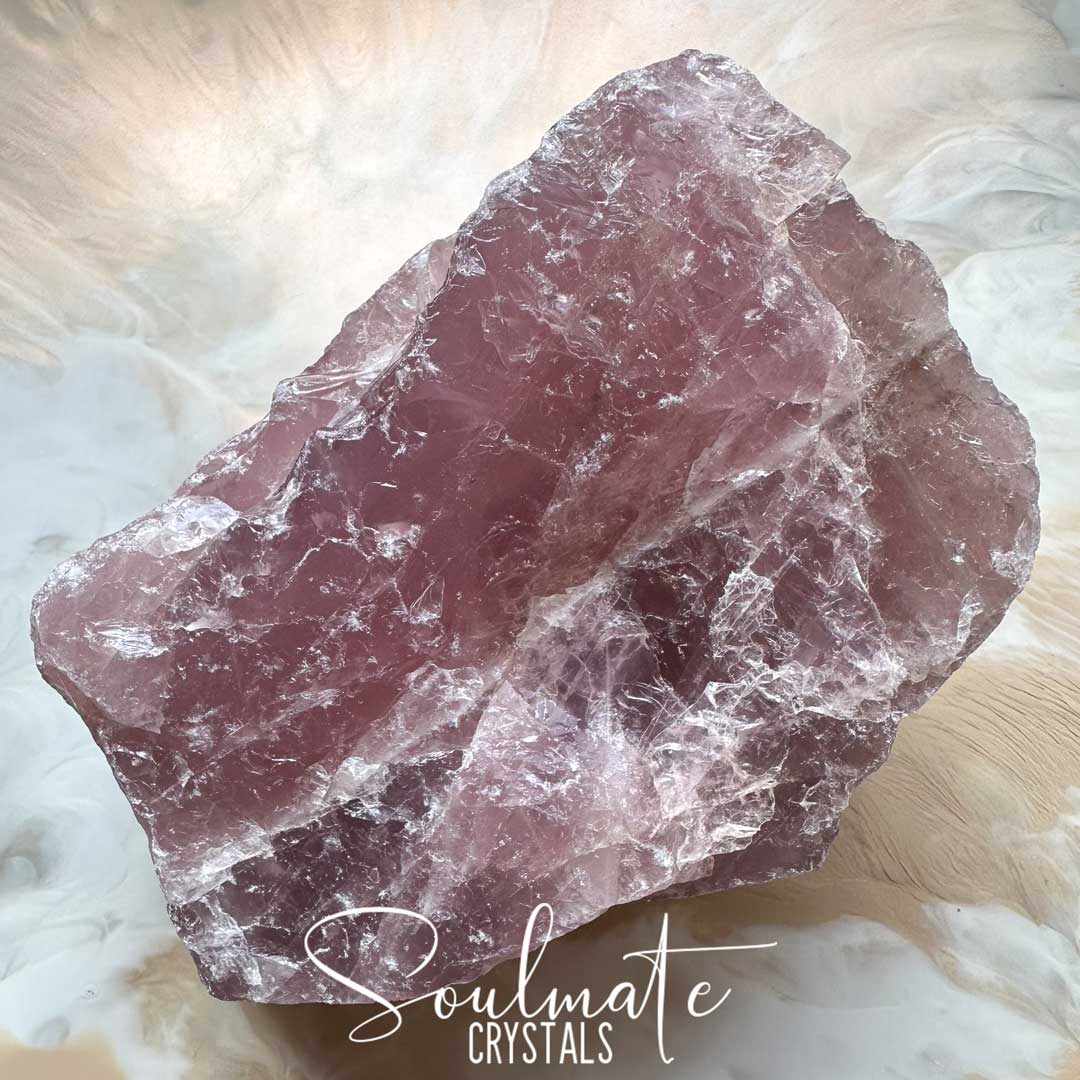 Soulmate Crystals Rose Quartz Raw Natural Stone, Unpolished, Rough Rock, Pink Crystal for Self-Love, Forgiveness, Unconditional Love.