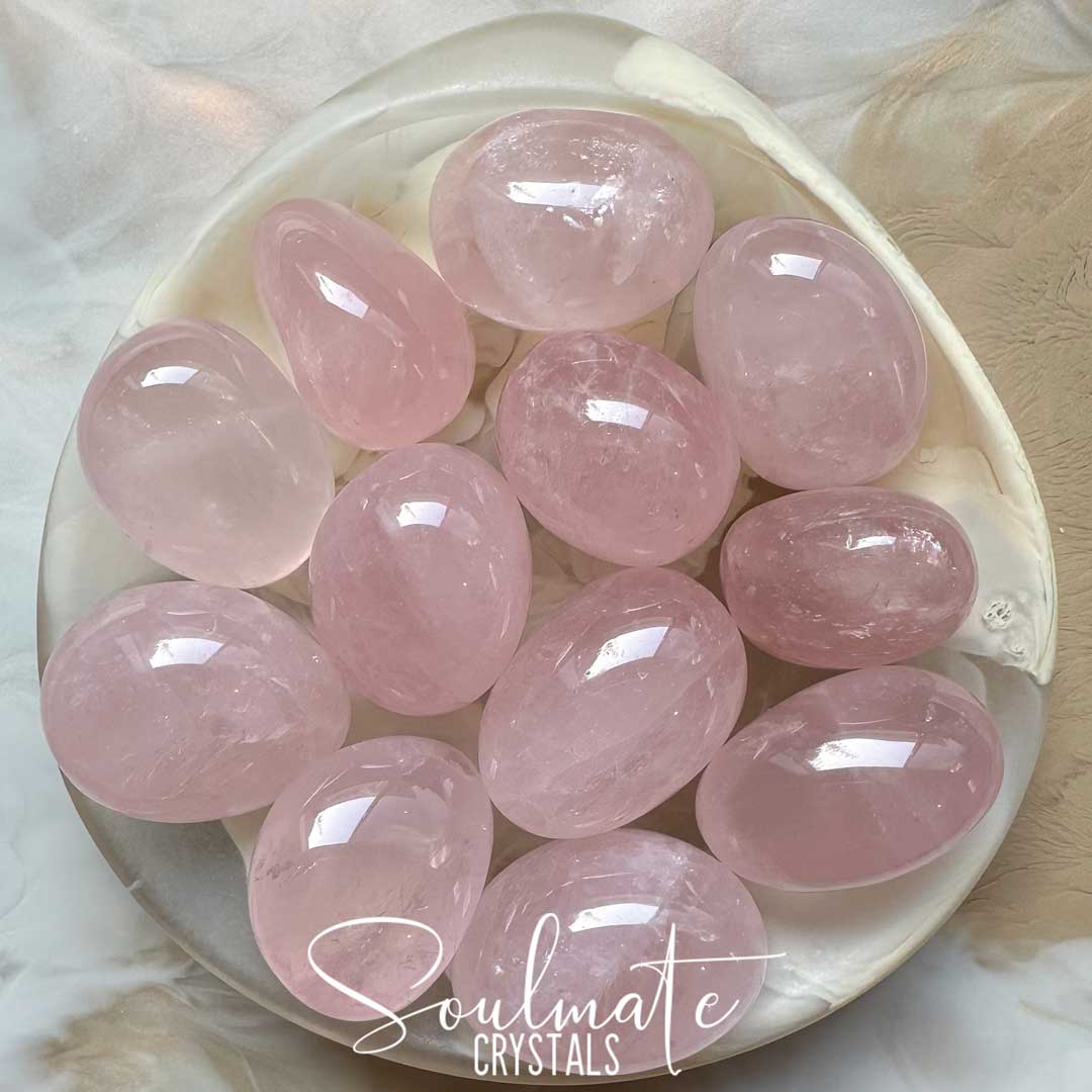 Soulmate Crystals Rose Quartz Tumbled Stone, Pink Crystal for Self-Love and Love, Divine Feminine, Spiritual Love.