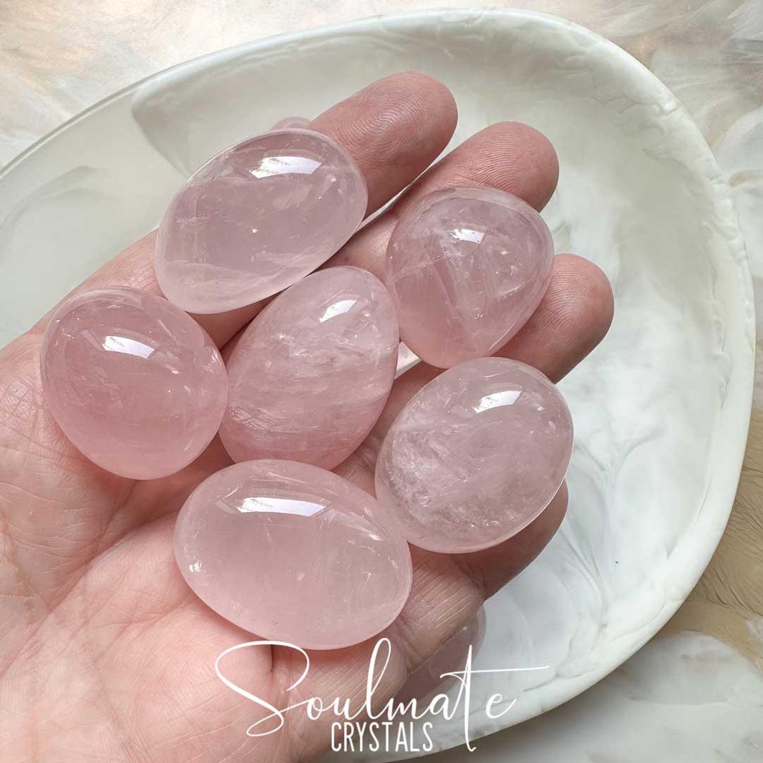 Soulmate Crystals Rose Quartz Tumbled Stone, Pink Crystal for Self-Love and Love, Divine Feminine, Spiritual Love.