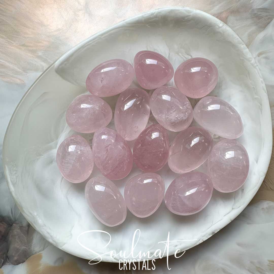 Soulmate Crystals Rose Quartz Tumbled Stone, Pink Crystal for Self-Love and Love, Divine Feminine, Spiritual Love.