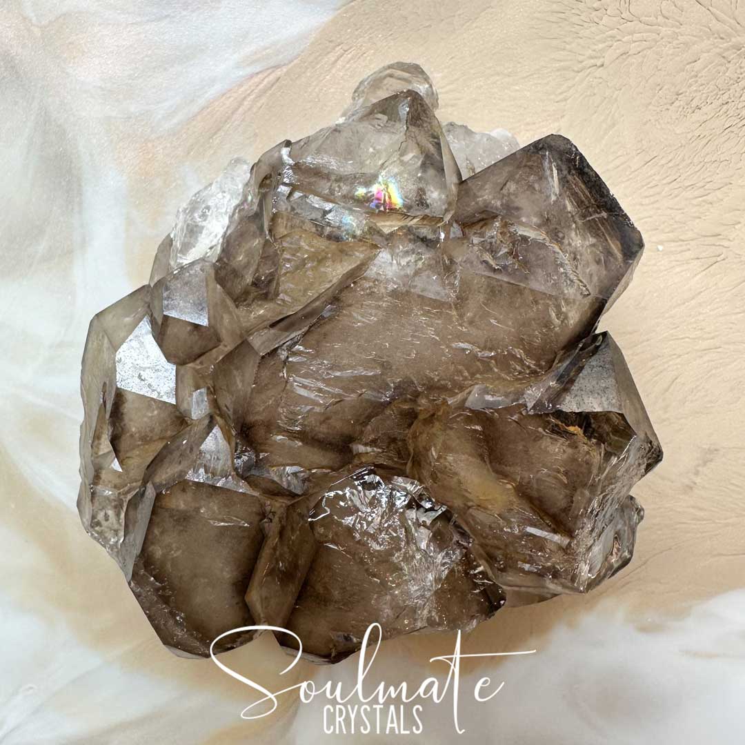 Soulmate Crystals Smoky Quartz Elestial Raw Natural Mineral Specimen, Unpolished Smoky Brown Quartz Crystal Rock for Grounding, Intuition, Spiritual Development, Higher Consciousness, Wisdom, Clarity, Intentional Transformation.