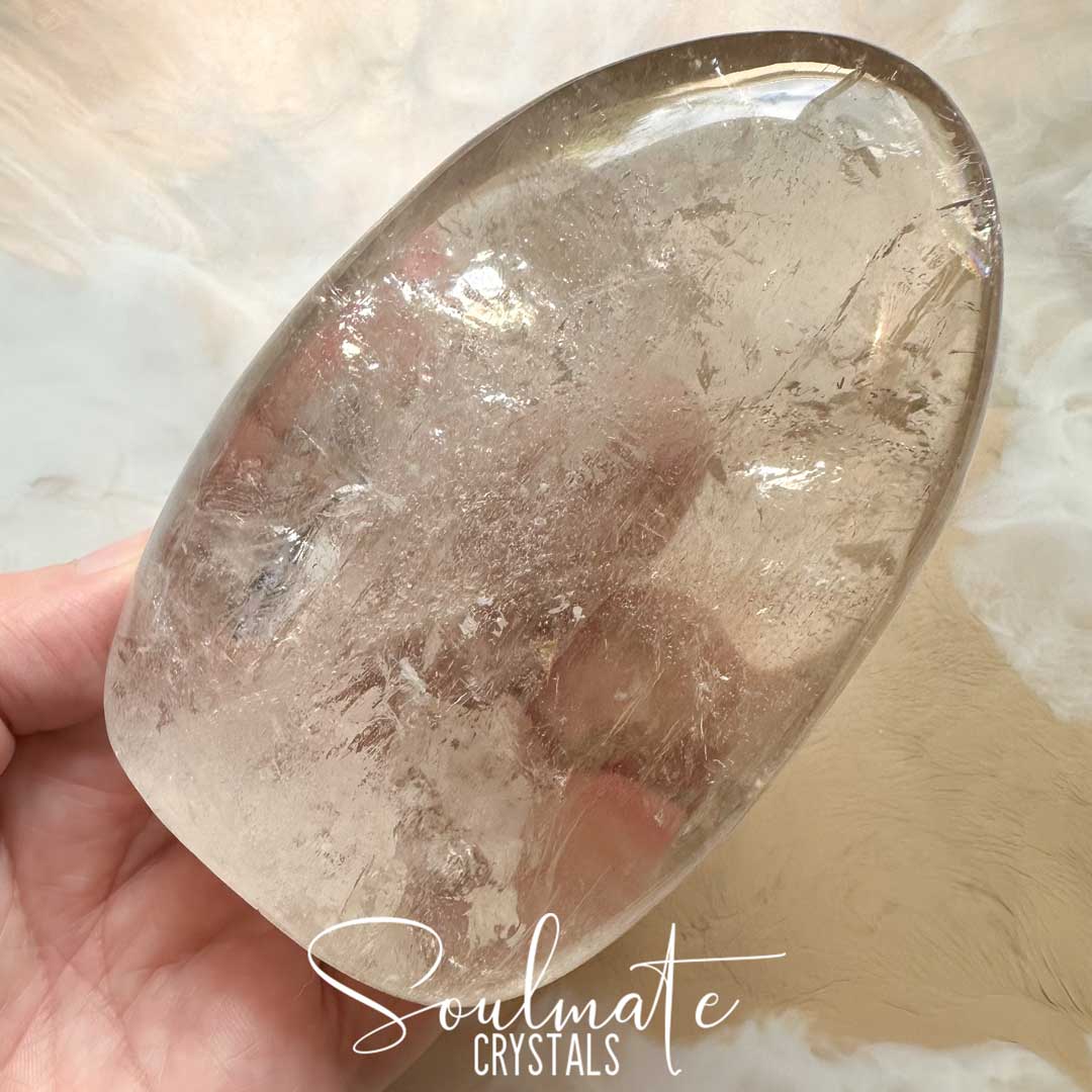 Soulmate Crystals Quartz Smoky Light Polished Crystal Freeform, Translucent Brown Crystal for Grounding, Protective, Overcome Negativity.
