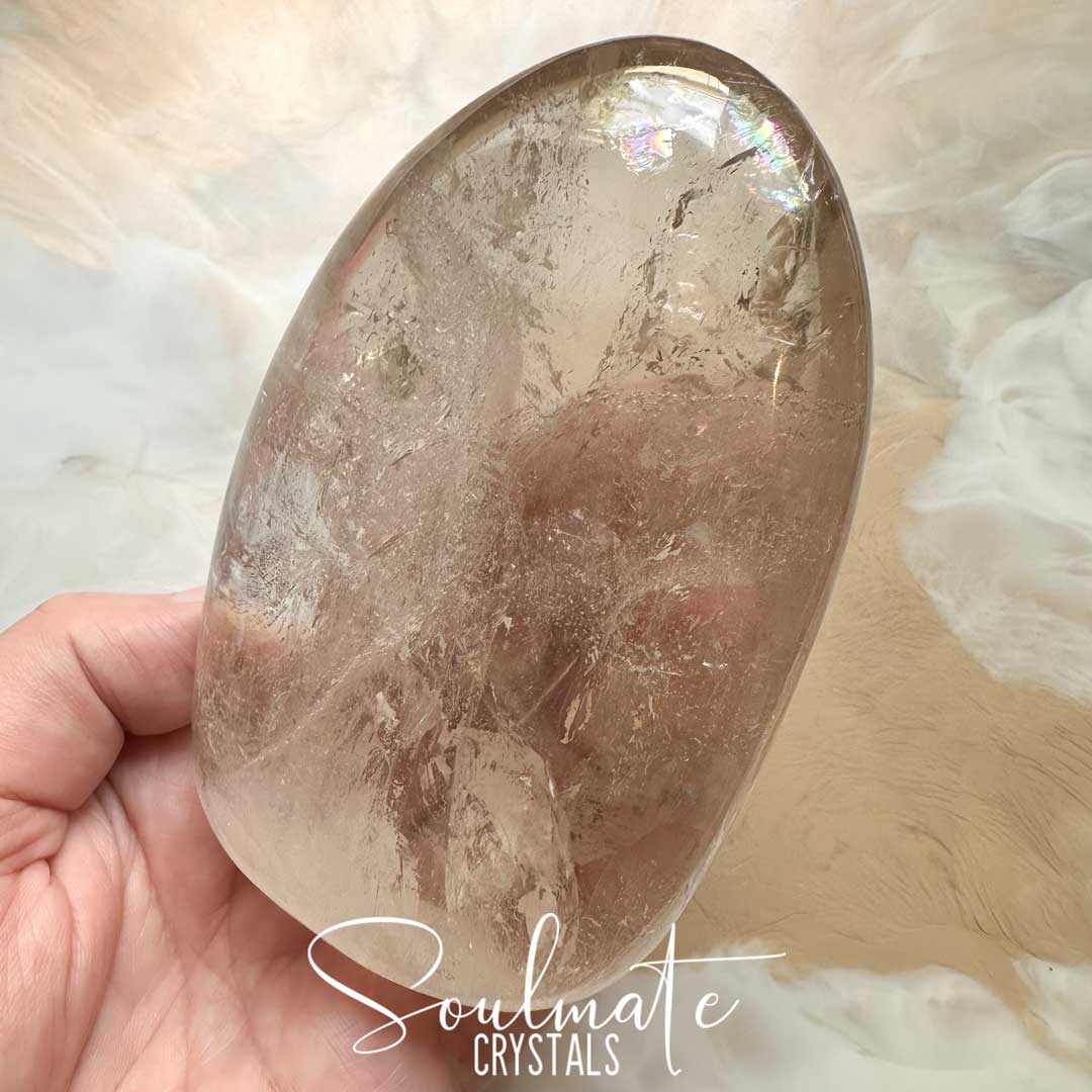Soulmate Crystals Quartz Smoky Light Polished Crystal Freeform, Translucent Brown Crystal for Grounding, Protective, Overcome Negativity.