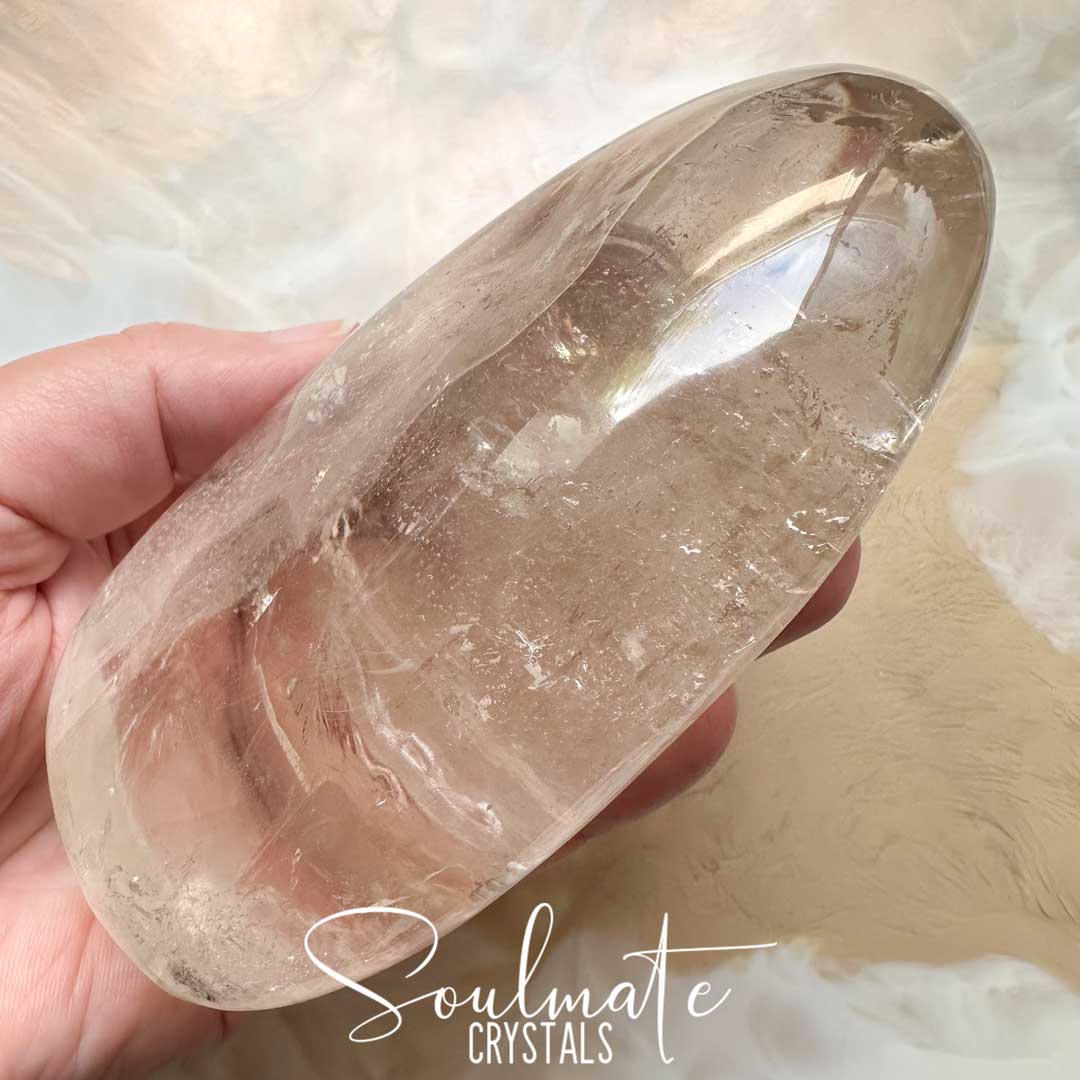 Soulmate Crystals Quartz Smoky Light Polished Crystal Freeform, Translucent Brown Crystal for Grounding, Protective, Overcome Negativity.