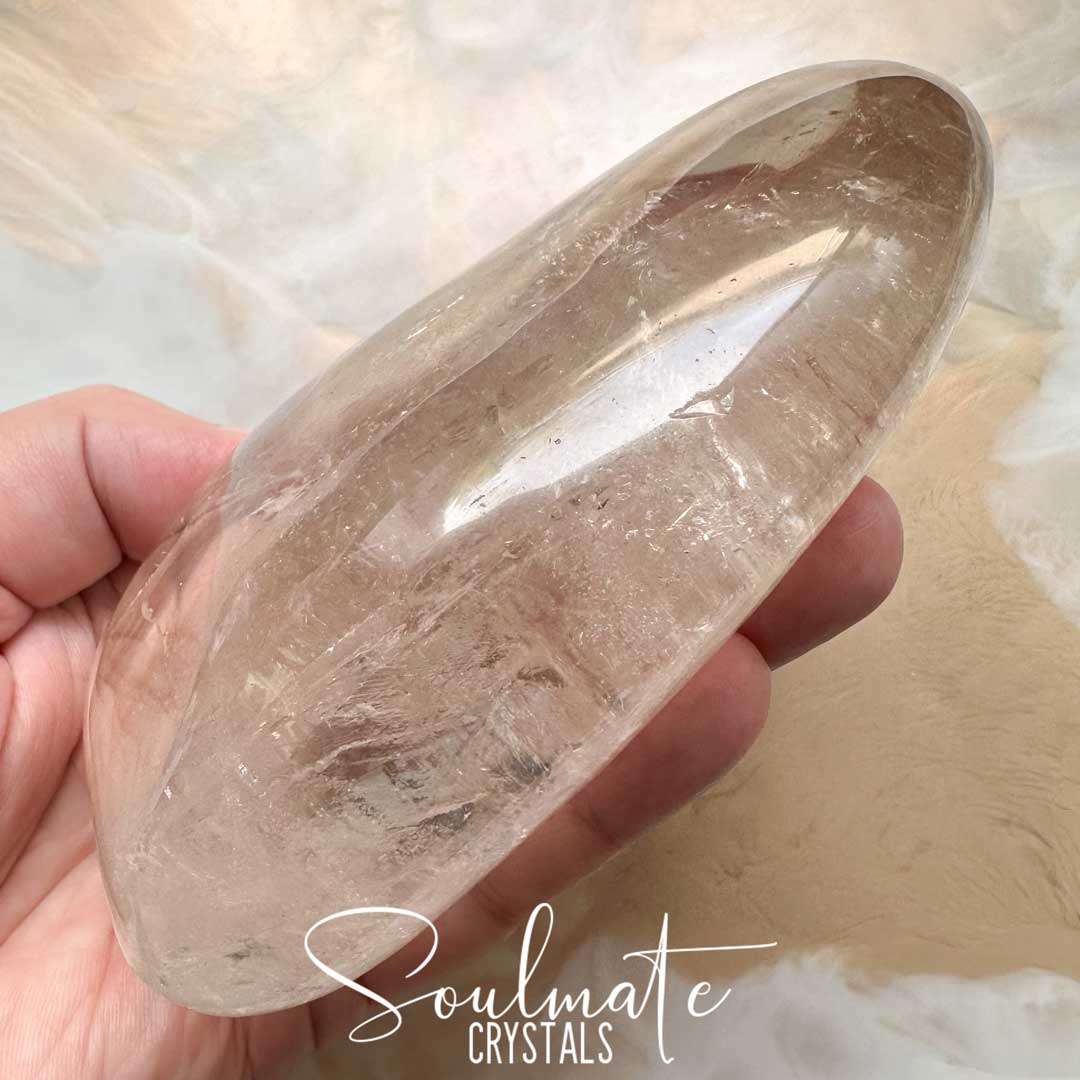 Soulmate Crystals Quartz Smoky Light Polished Crystal Freeform, Translucent Brown Crystal for Grounding, Protective, Overcome Negativity.