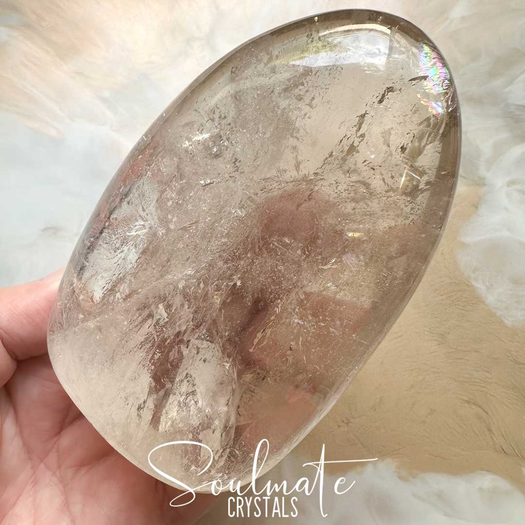 Soulmate Crystals Quartz Smoky Light Polished Crystal Freeform, Translucent Brown Crystal for Grounding, Protective, Overcome Negativity.