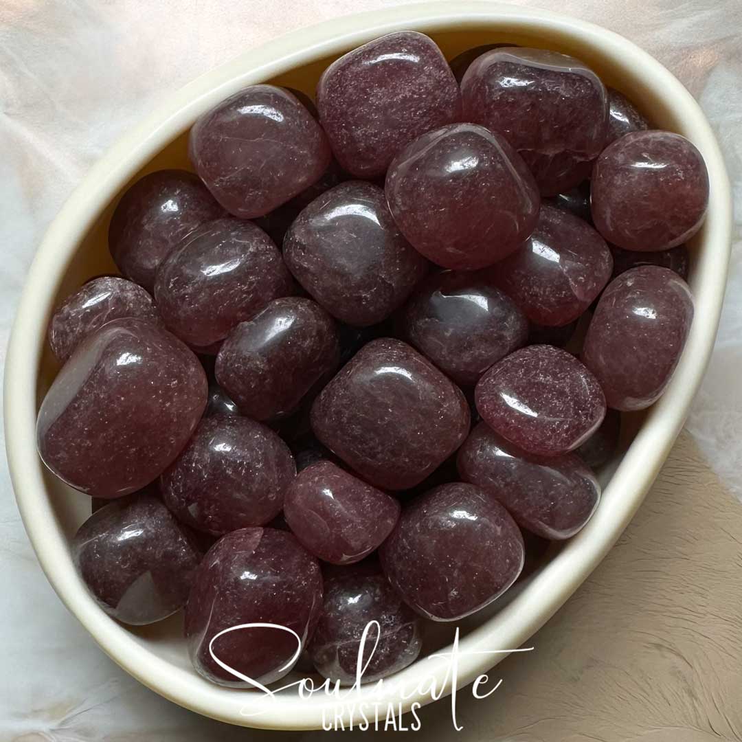 Soulmate Crystals Strawberry Quartz Tumbled Stone, Rose Pink Crystal for Self-Esteem, Love, Kindness, Gratitude.