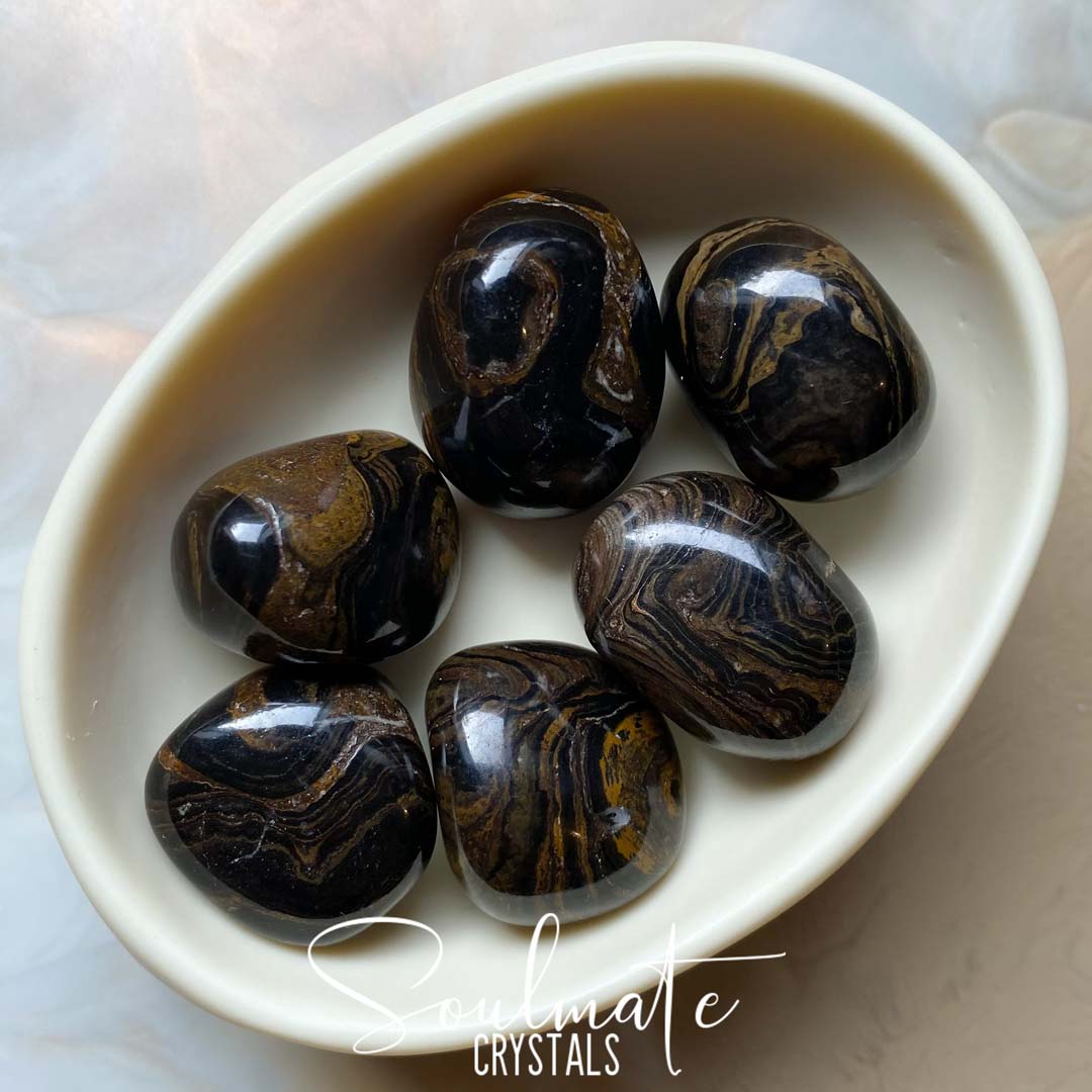 Soulmate Crystals Stromatolite Tumbled Stone, Brown Crystal for Strength, Stability, Peacefulness, Restoration.