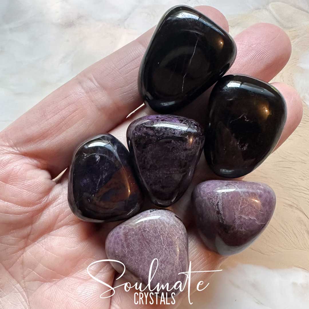 Soulmate Crystals Sugilite Tumbled Stone, Violet, Dark Purple, Magenta Crystal for Inner Peace, Spiritual Protection, Wellness, Violet Flame, Rare Mineral Specimen.