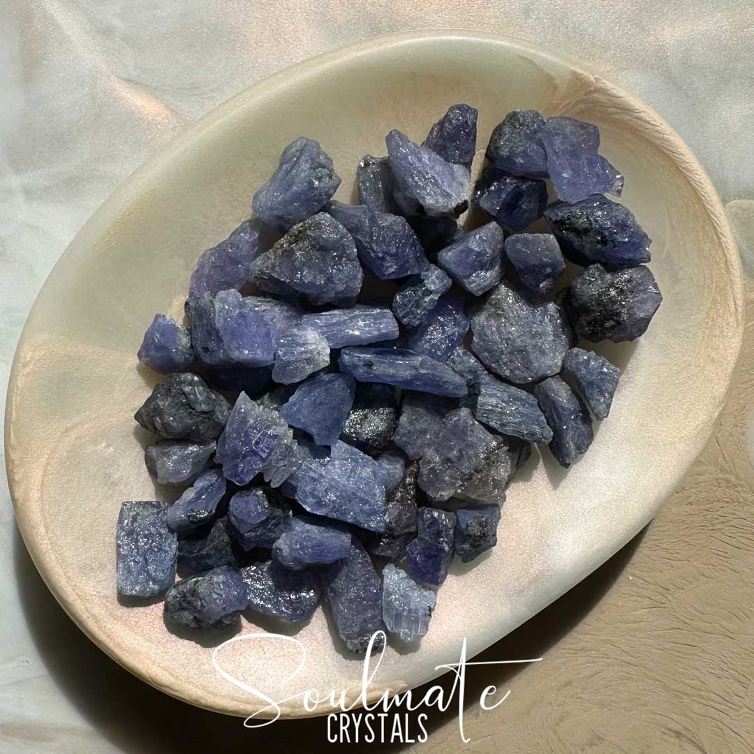 Soulmate Crystals Tanzanite Raw Natural Stone, Indigo Blue-Violet Crystal for Wish Fulfilment, Inspiration, Energy Creation and Flow. Rare Gemstone.