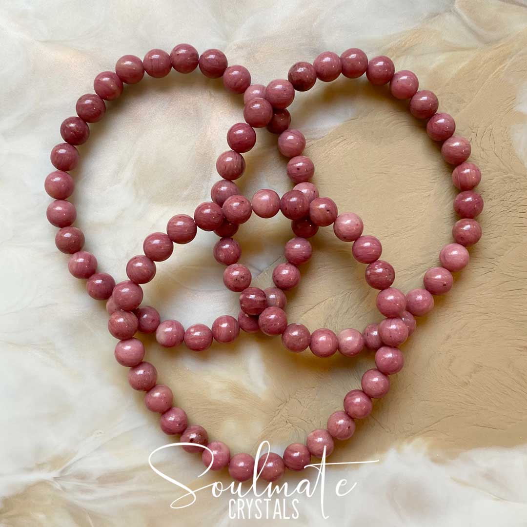 THULITE POLISHED CRYSTAL BRACELET 6MM GRADE AP Soulmate Crystals