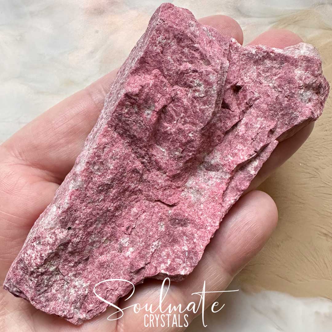 Soulmate Crystals Thulite Raw Natural Stone, Deep Rose Pink Crystal for Love, Harmony, Inner Self, Nurturing, Kindness, Relationships.