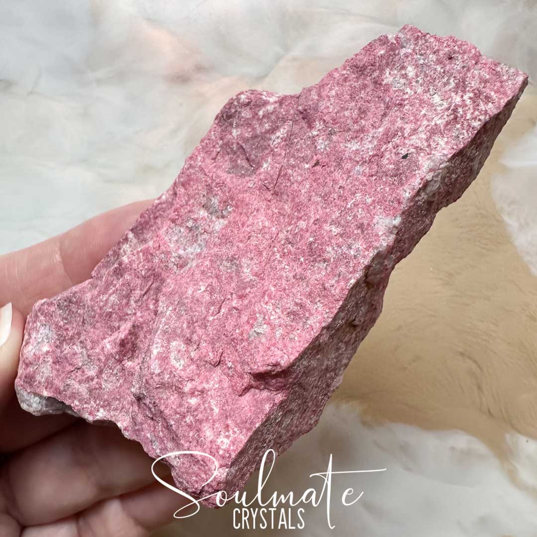 Soulmate Crystals Thulite Raw Natural Stone, Deep Rose Pink Crystal for Love, Harmony, Inner Self, Nurturing, Kindness, Relationships.