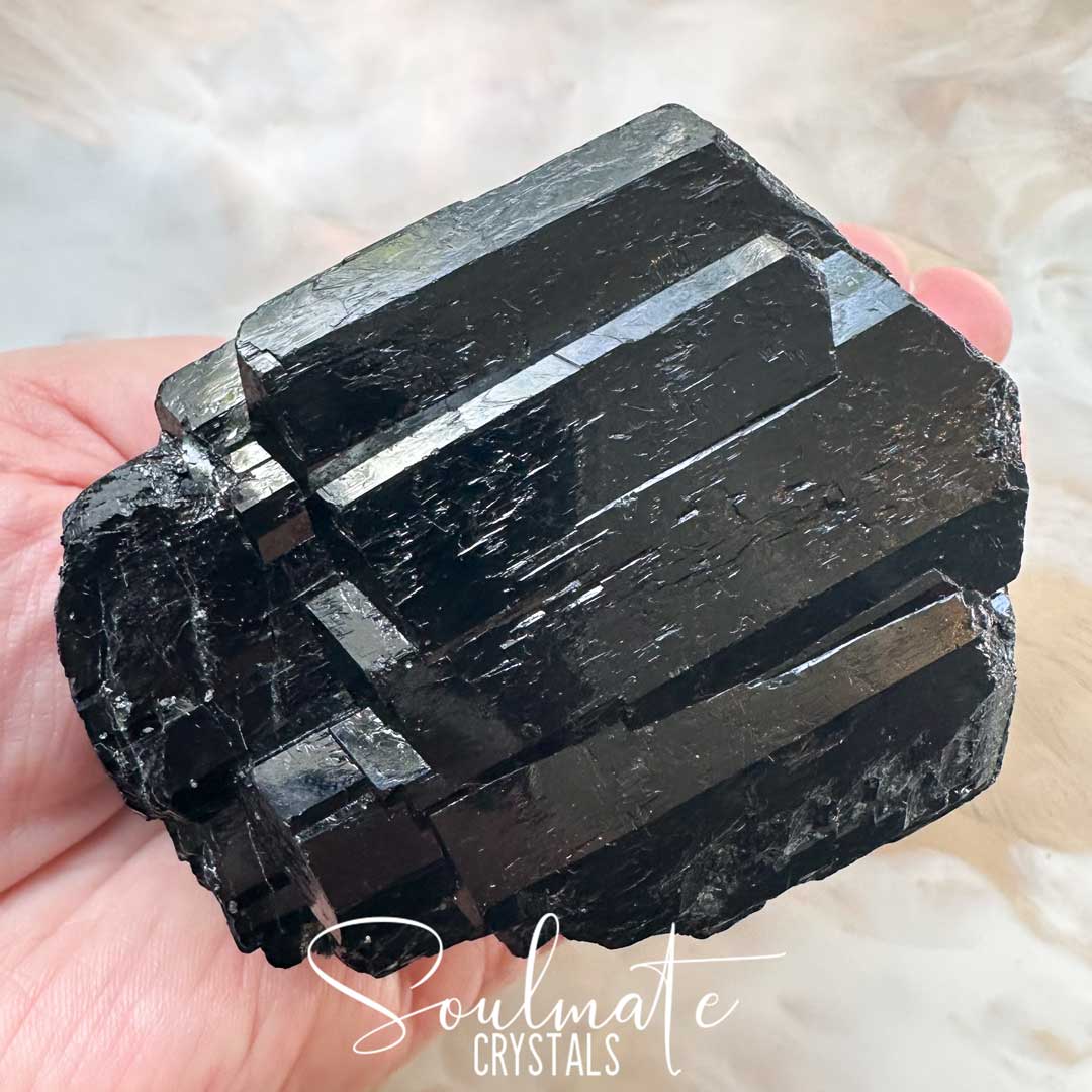 Soulmate Crystals Tourmaline Black Povondarite Raw Natural Stone, Black Crystal for EMF Protection, Grounding, Restoration and Shield Negativity, Yinnietharra, Australia.