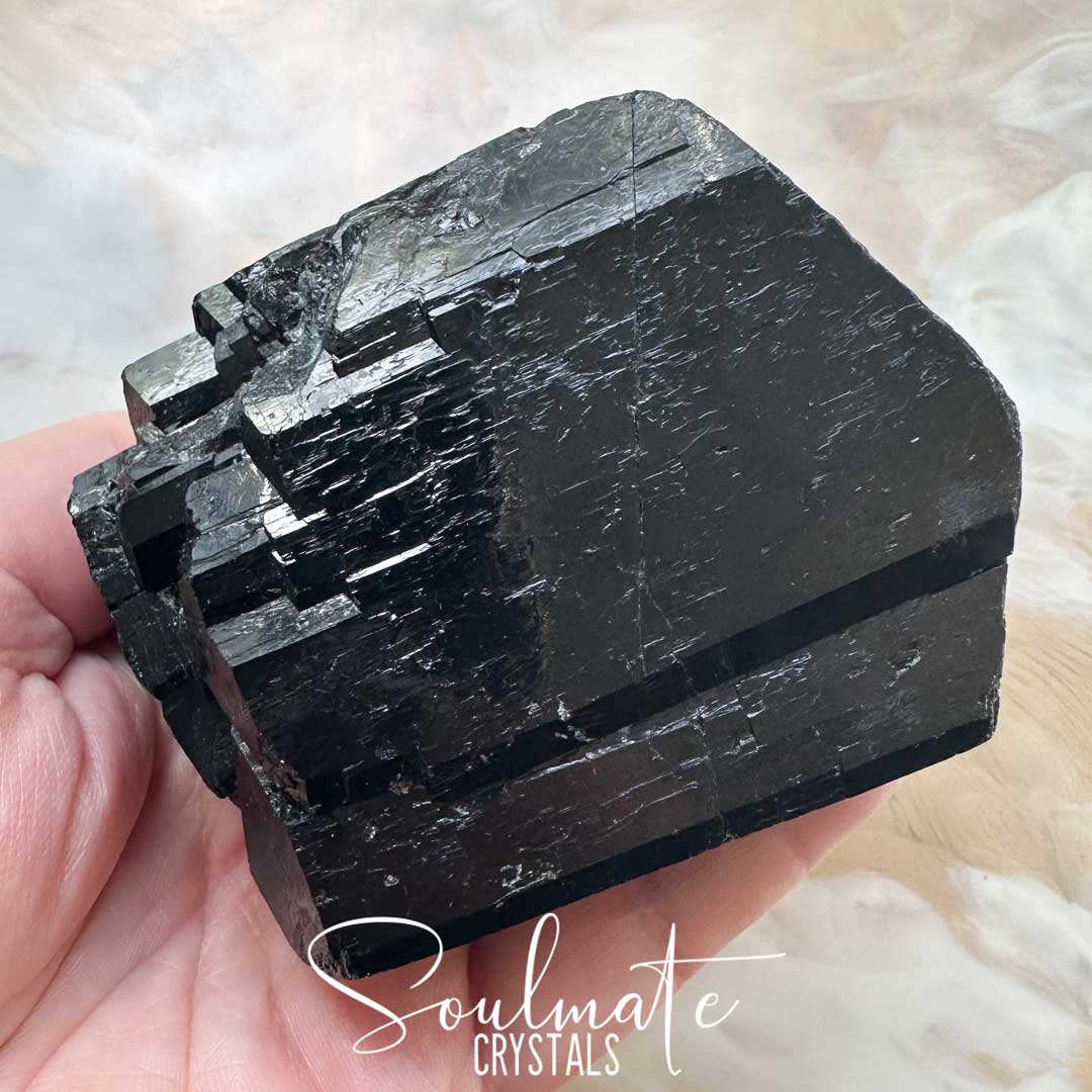 Soulmate Crystals Tourmaline Black Povondarite Raw Natural Stone, Black Crystal for EMF Protection, Grounding, Restoration and Shield Negativity, Yinnietharra, Australia.