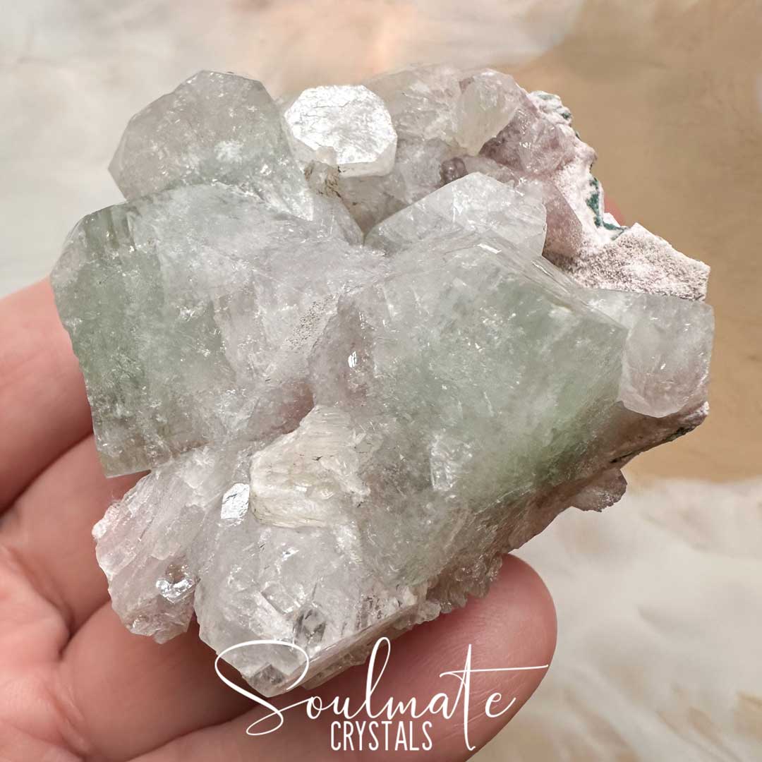 Soulmate Crystals Zeolite Apophyllite Green Pink Stilbite Raw Mineral Specimen First Quality, High Vibration Crystal for Cleansing, Serenity, Light, Harmonising, Energetic Transformation, Nurturing.