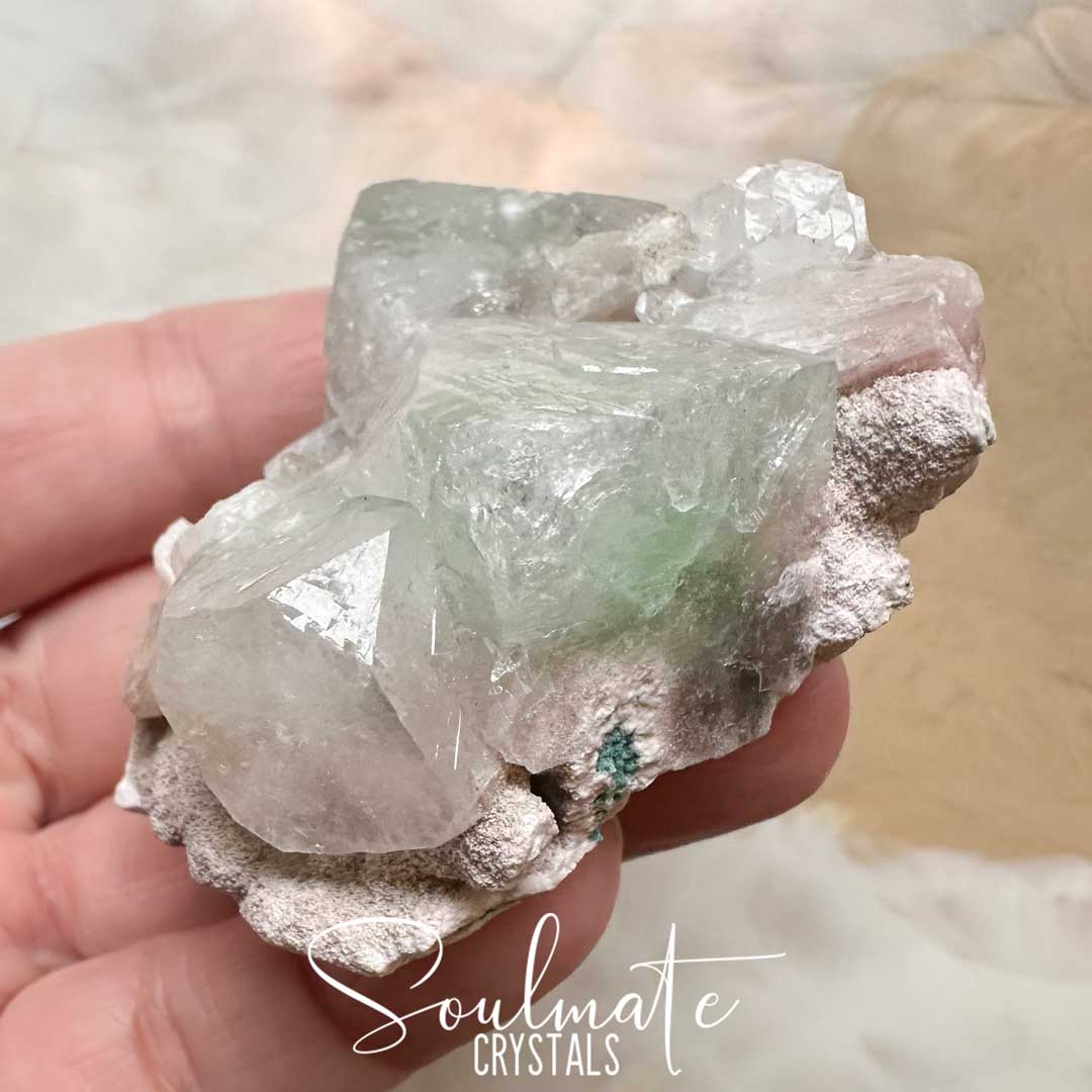 Soulmate Crystals Zeolite Apophyllite Green Pink Stilbite Raw Mineral Specimen First Quality, High Vibration Crystal for Cleansing, Serenity, Light, Harmonising, Energetic Transformation, Nurturing.