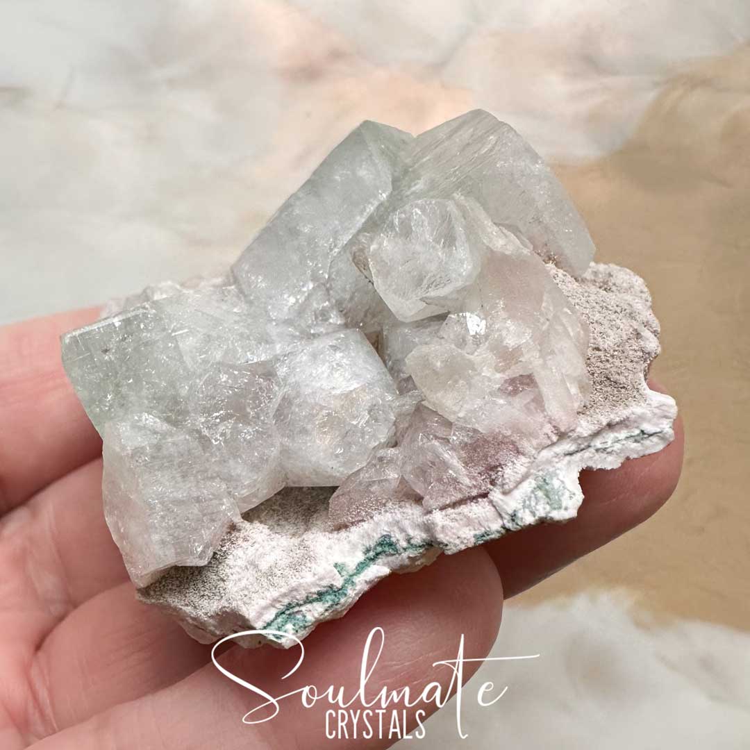 Soulmate Crystals Zeolite Apophyllite Green Pink Stilbite Raw Mineral Specimen First Quality, High Vibration Crystal for Cleansing, Serenity, Light, Harmonising, Energetic Transformation, Nurturing.