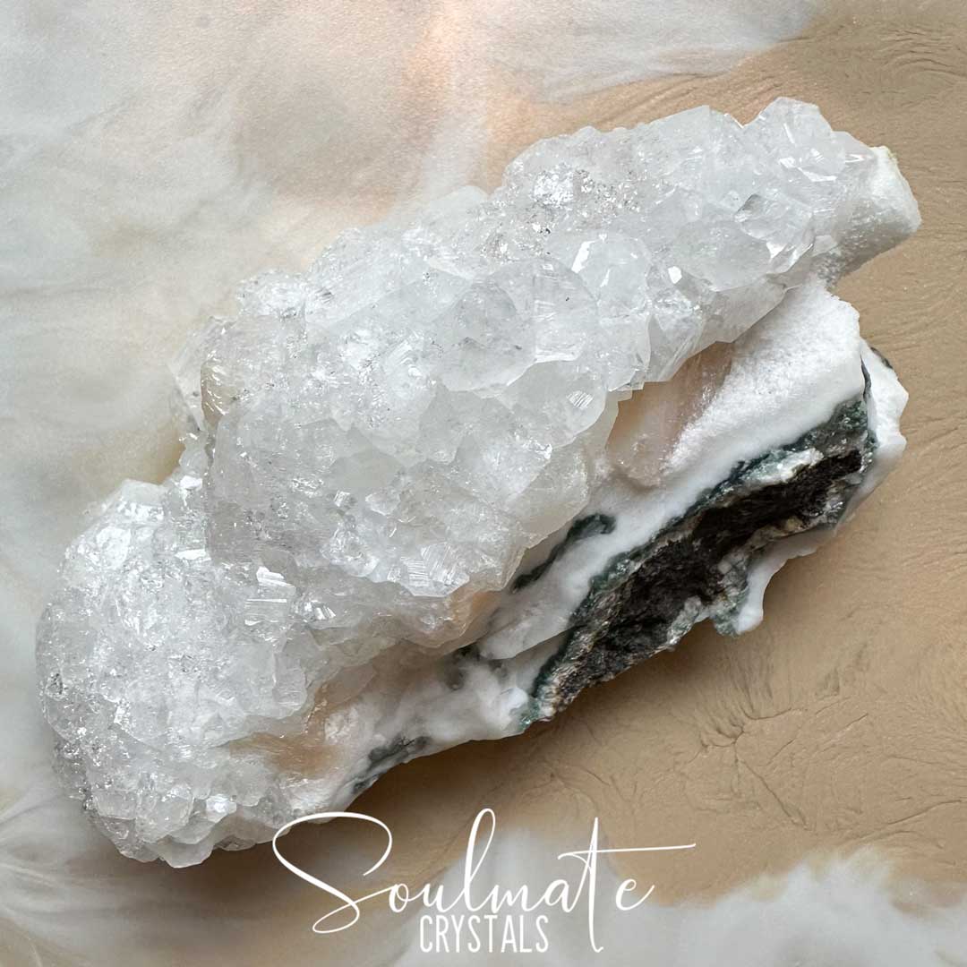 Soulmate Crystals Zeolite Apophyllite Clear Stilbite Peach Raw Mineral Specimen First Quality, Clear Crystal for Cleansing, Serenity, Light, Harmonising, Energetic Transformation, Nurturing.