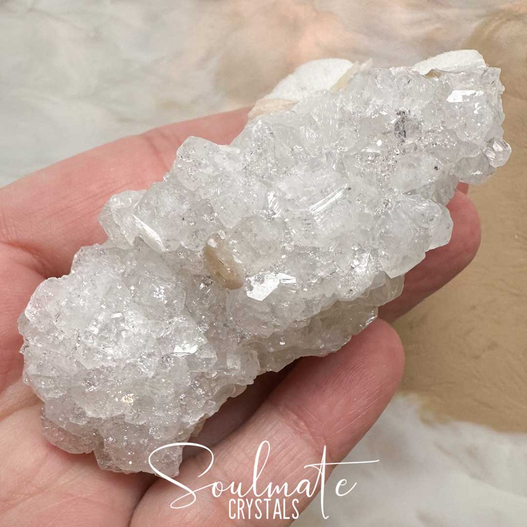 Soulmate Crystals Zeolite Apophyllite Clear Stilbite Peach Raw Mineral Specimen First Quality, Clear Crystal for Cleansing, Serenity, Light, Harmonising, Energetic Transformation, Nurturing.