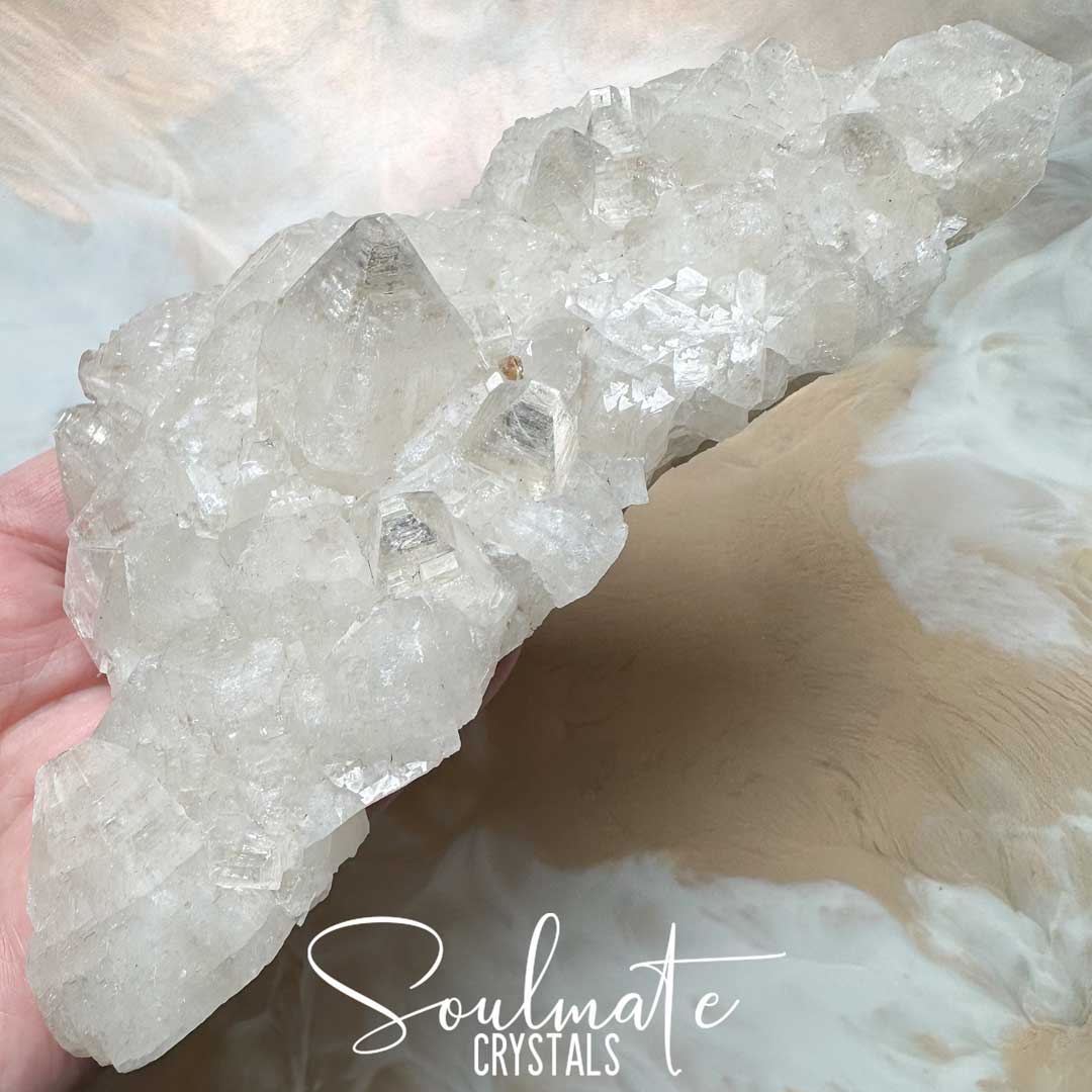 Soulmate Crystals Zeolite Apophyllite Diamond Champagne Raw Mineral Specimen First Quality, Clear Crystal for Cleansing, Serenity, Light, Harmonising, Energetic Transformation, Nurturing.