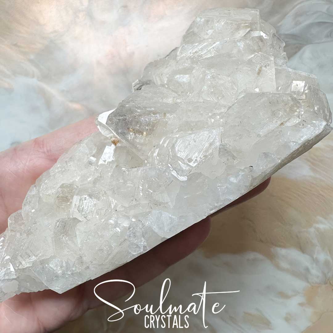 Soulmate Crystals Zeolite Apophyllite Diamond Champagne Raw Mineral Specimen First Quality, Clear Crystal for Cleansing, Serenity, Light, Harmonising, Energetic Transformation, Nurturing.