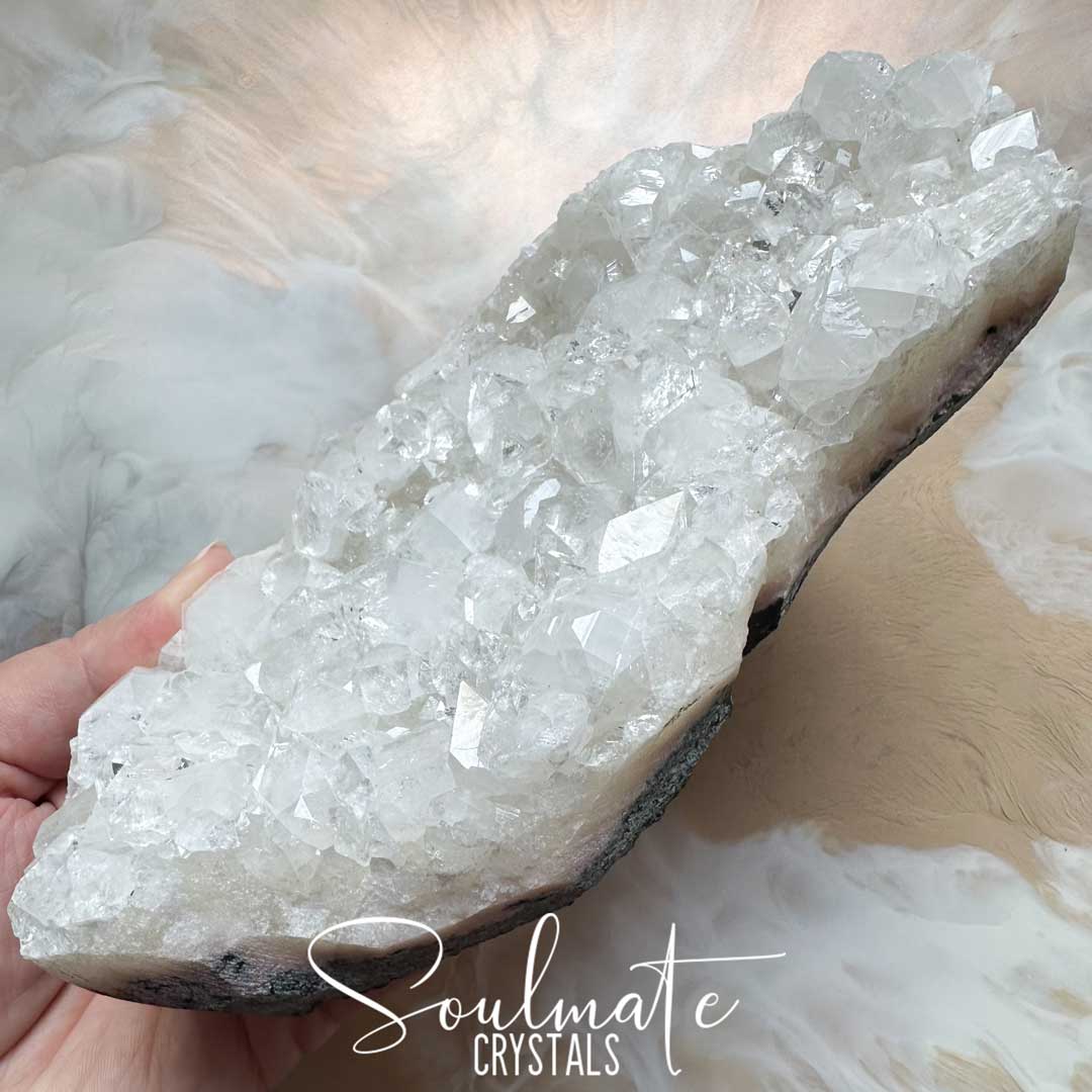 Soulmate Crystals Zeolite Apophyllite Diamond Clear Raw Mineral Specimen First Quality, Clear Crystal for Cleansing, Serenity, Light, Harmonising, Energetic Transformation, Nurturing.