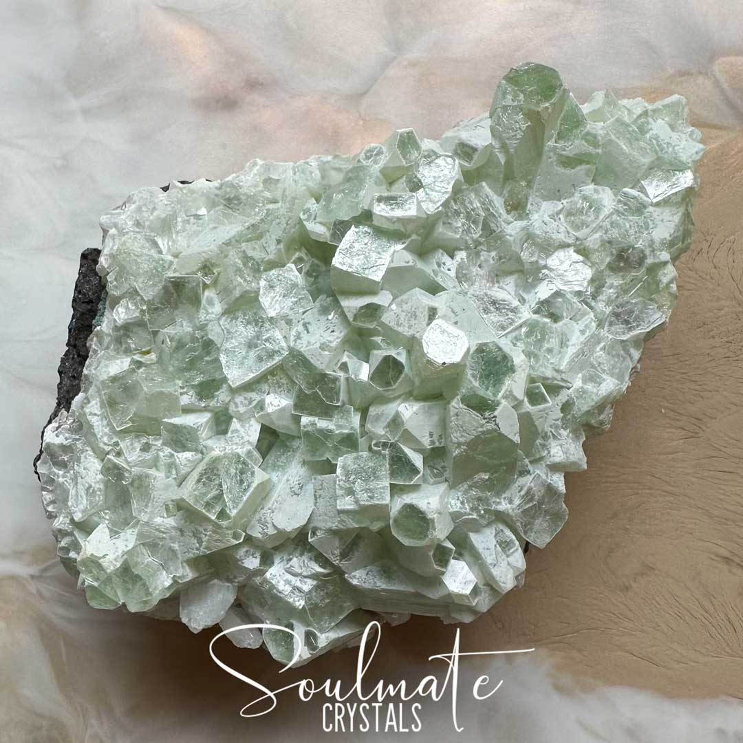 Soulmate Crystals Zeolite Apophyllite Green Cubic Raw Natural Mineral Specimen, Rare, High Vibration Crystal for Harmony