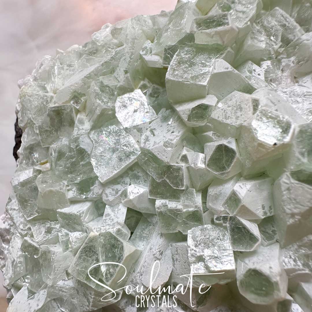 Soulmate Crystals Zeolite Apophyllite Green Cubic Raw Natural Mineral Specimen, Rare, High Vibration Crystal for Harmony