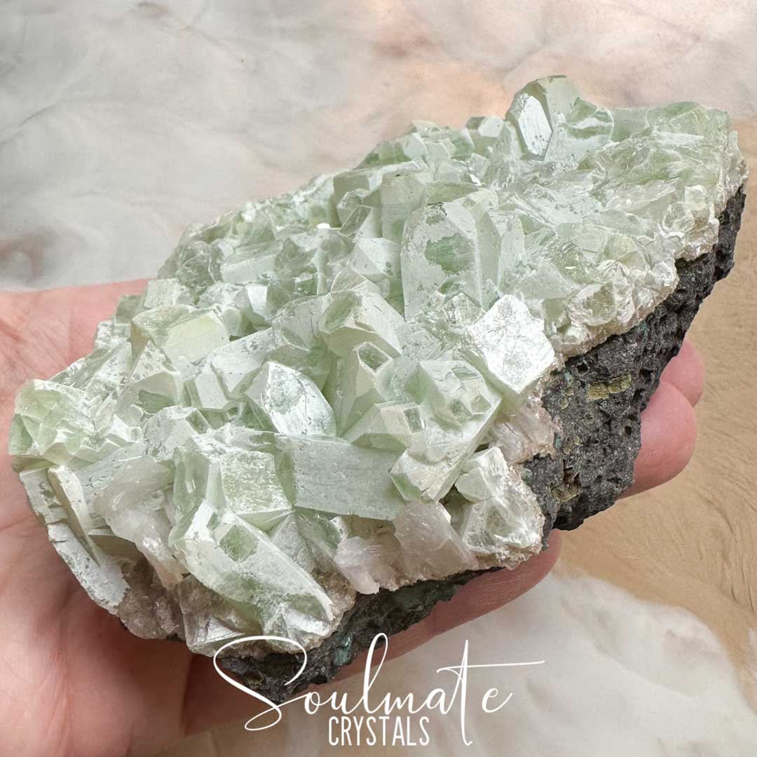 Soulmate Crystals Zeolite Apophyllite Green Cubic Raw Natural Mineral Specimen, Rare, High Vibration Crystal for Harmony