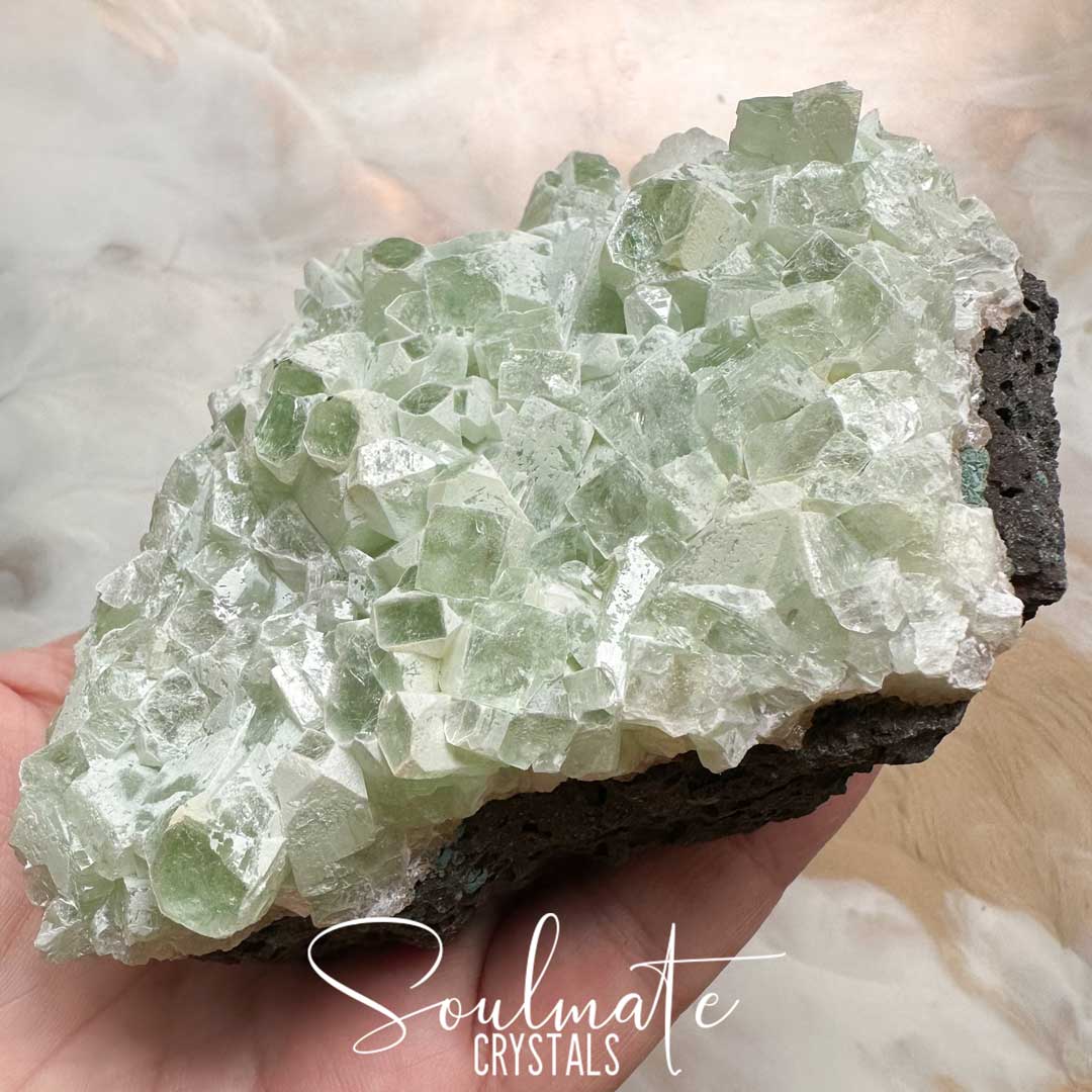 Soulmate Crystals Zeolite Apophyllite Green Cubic Raw Natural Mineral Specimen, Rare, High Vibration Crystal for Harmony