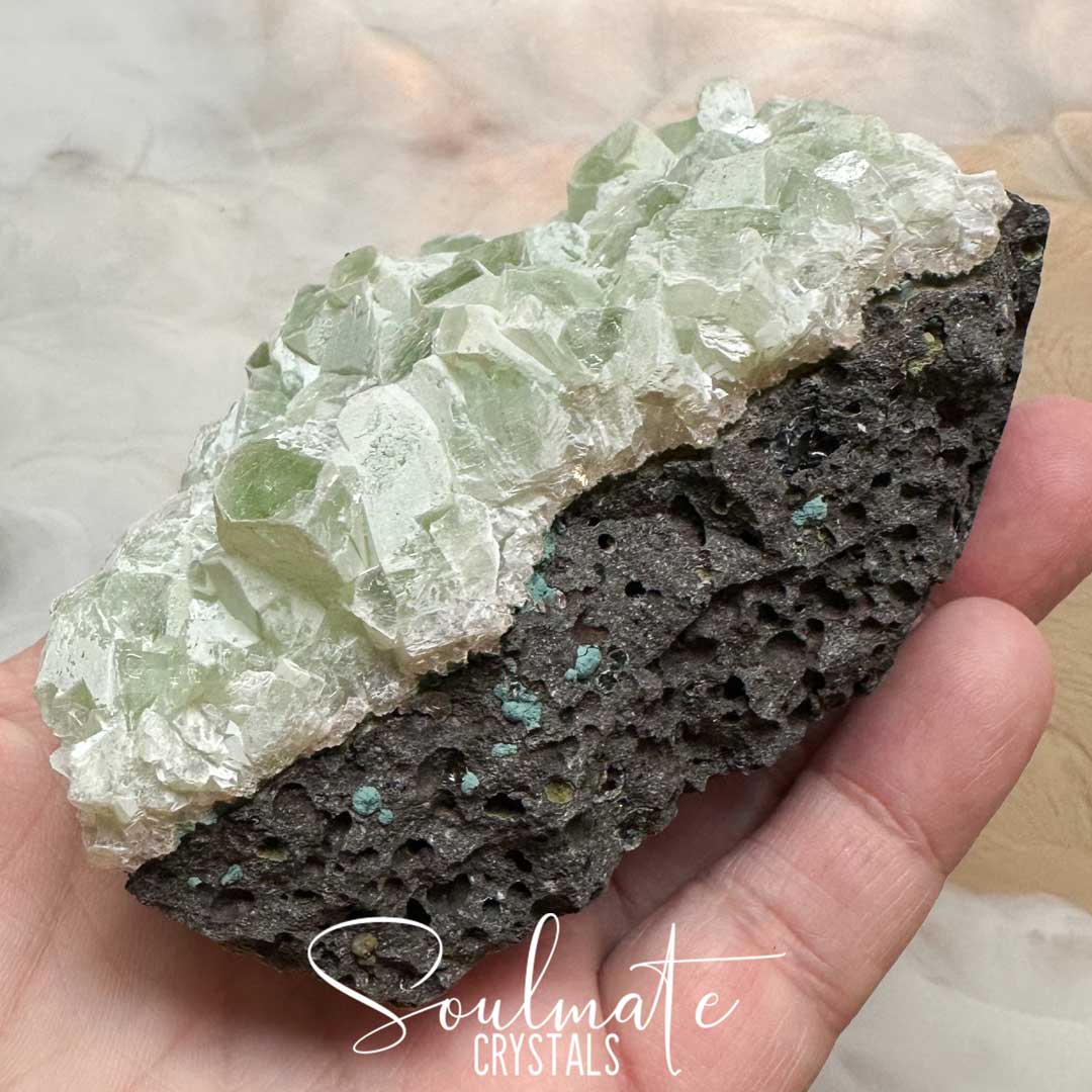 Soulmate Crystals Zeolite Apophyllite Green Cubic Raw Natural Mineral Specimen, Rare, High Vibration Crystal for Harmony